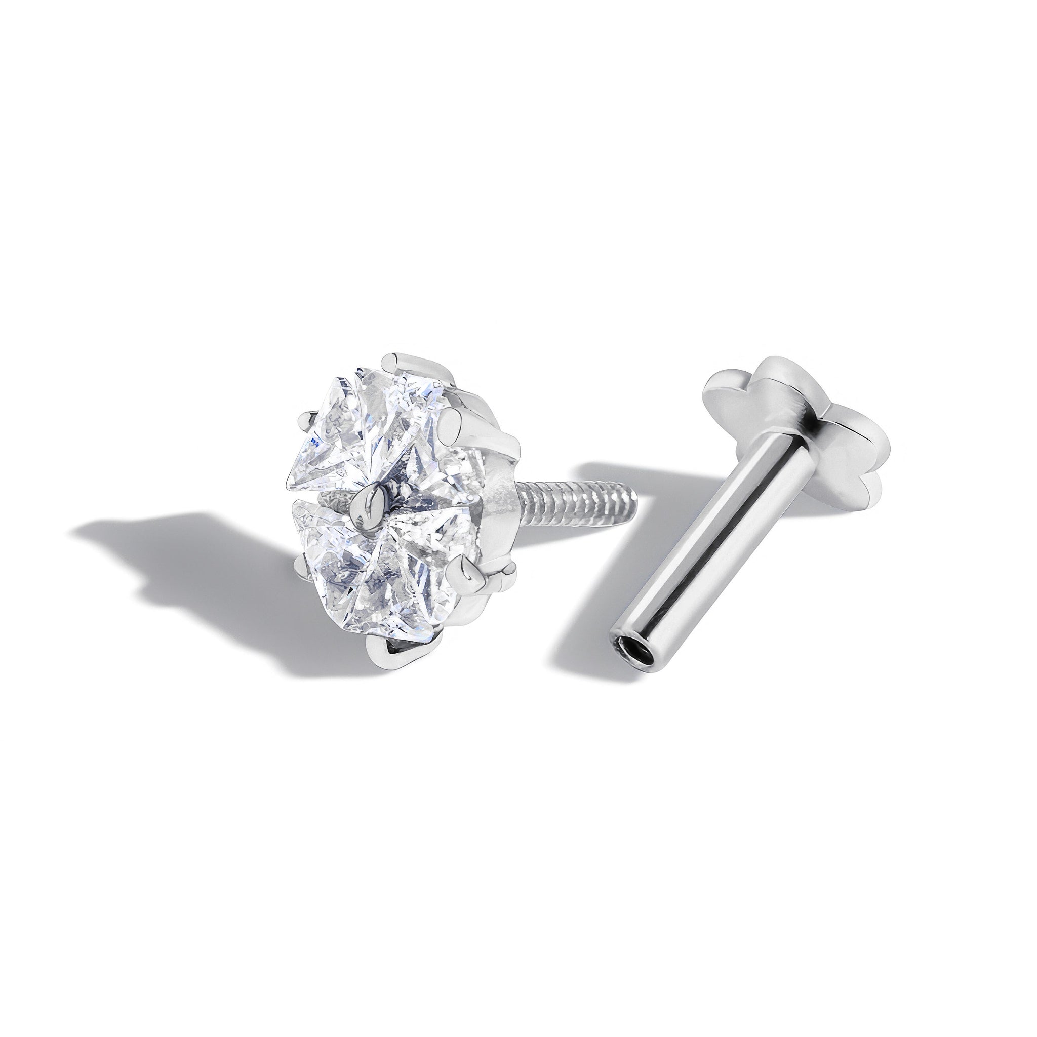 Zirconia Bouquet Floral Flat Back Stud Earrings