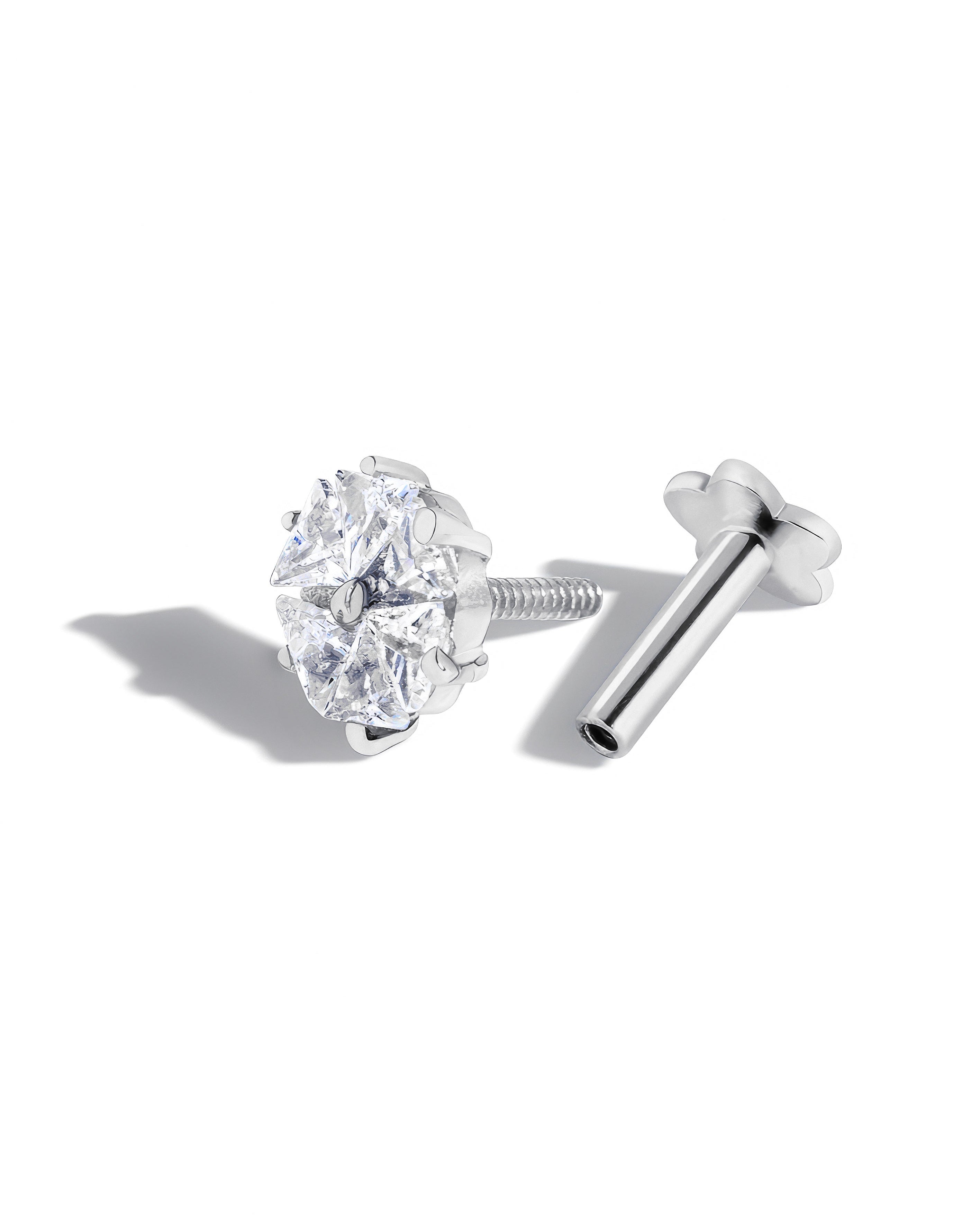 Zirconia Bouquet Floral Stud – Rhodium Plated Flat Back Studs