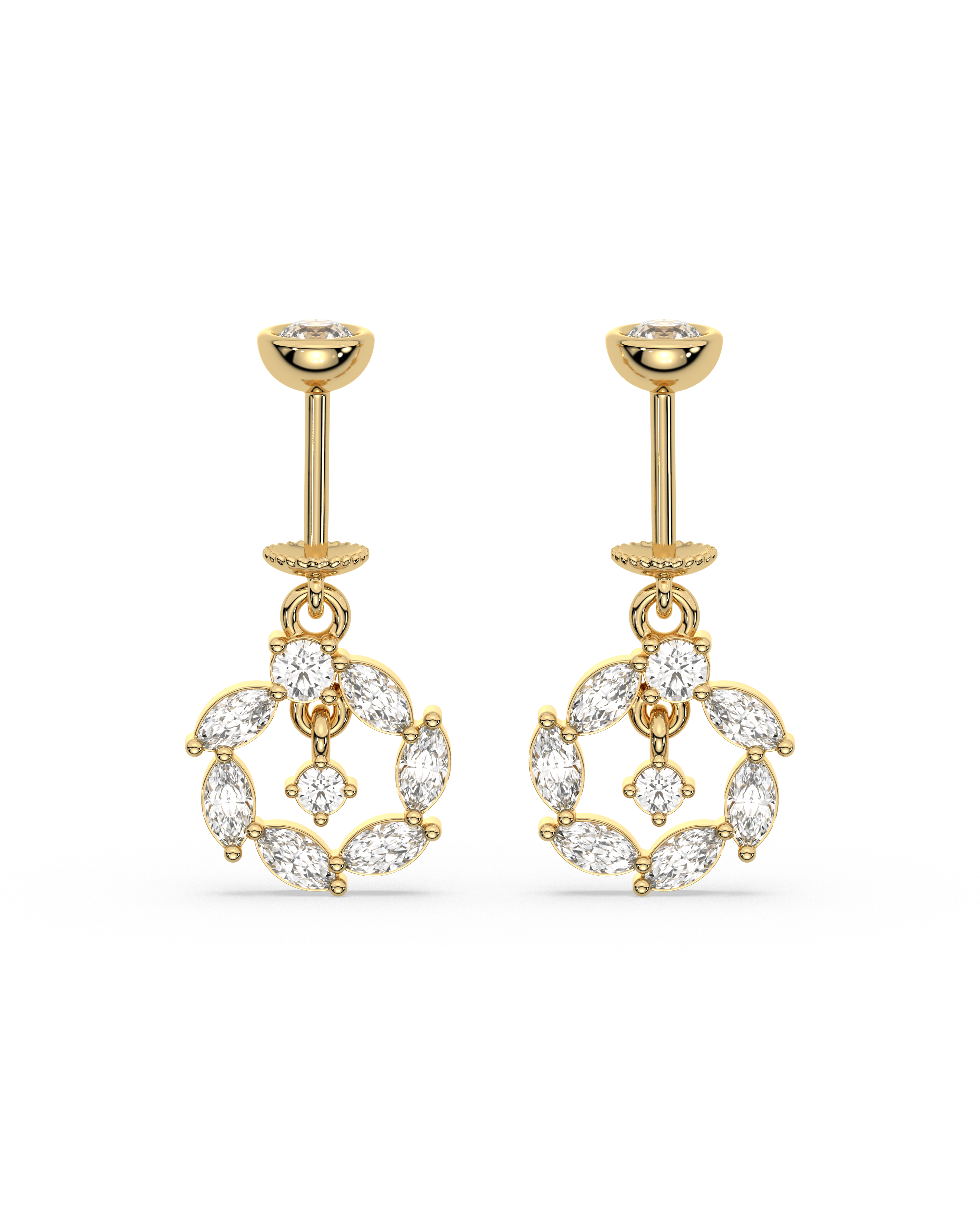 Circle with a drop - Helix Hanging - 14K Gold Plated