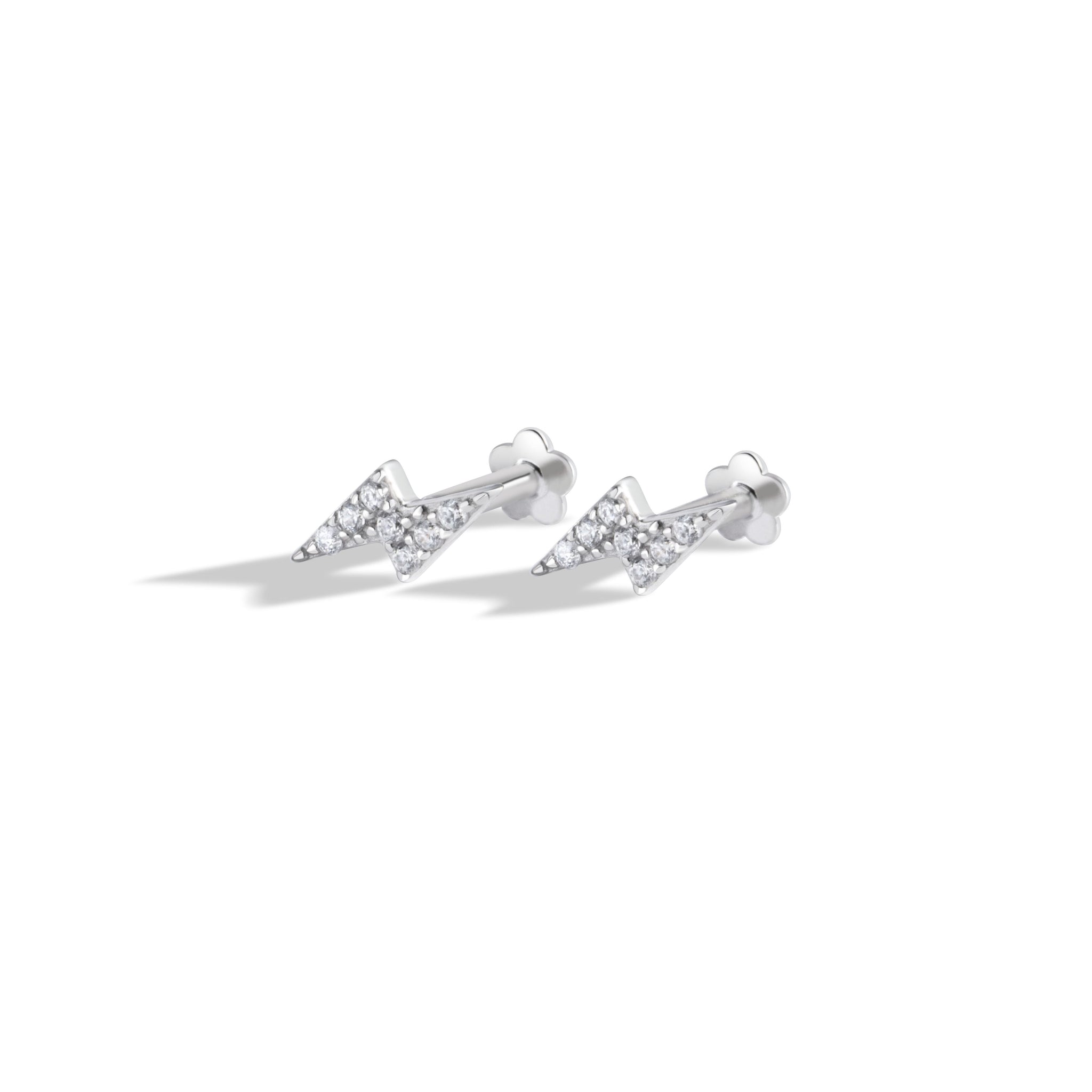 Lightning Thunder Flat Back Screw Stud Earrings