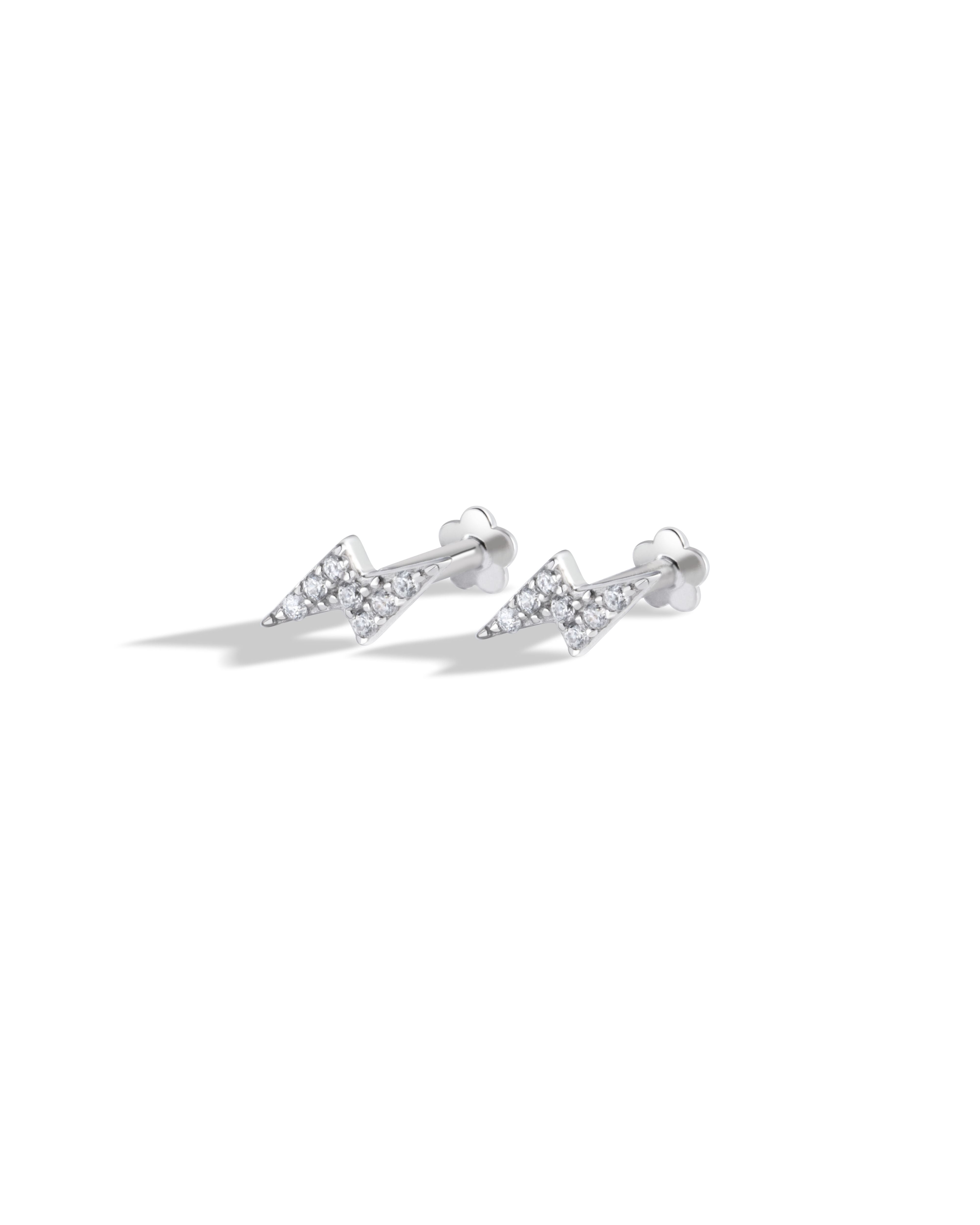 Lightning Thunder Flat Back Screw Stud Earrings