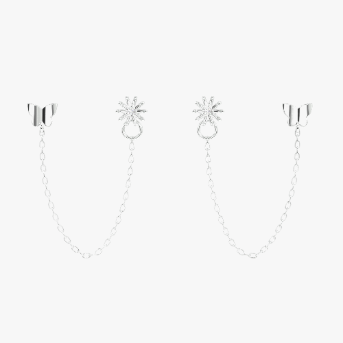 18K Gold Plated Star & Moon Connector Chain Stud Earrings | Claire's