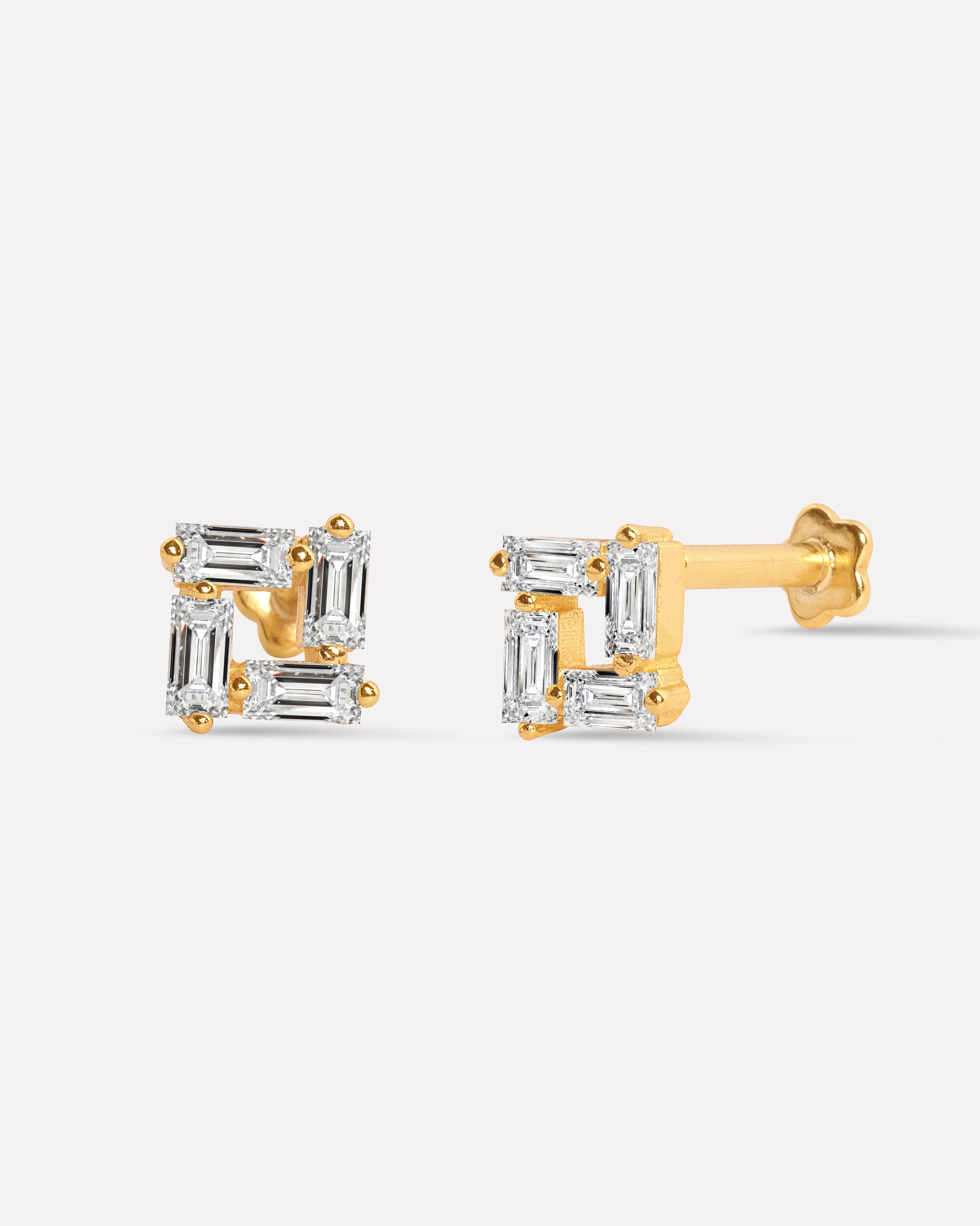 Sparkle Matrix Flat Back Stud Earrings