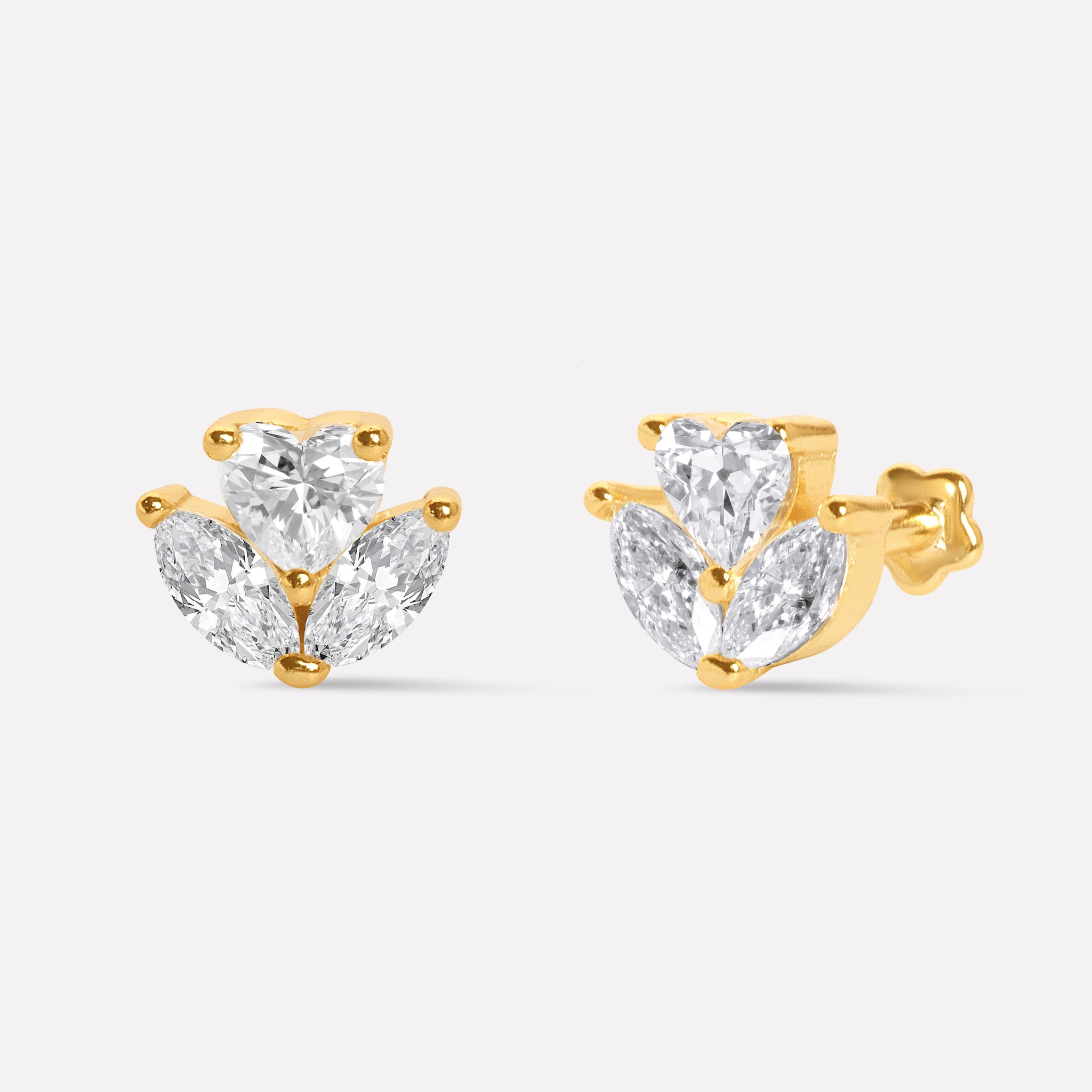 Cupid Rose Flat Back Stud Earrings