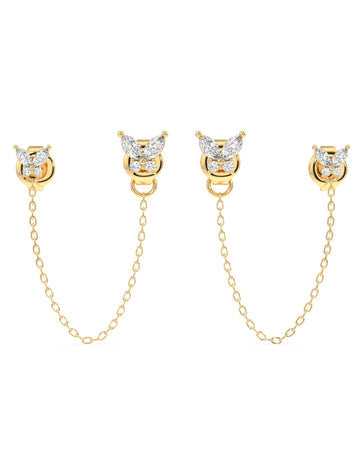 Zircon Butterfly 3 In 1 Connector Chain Earrings