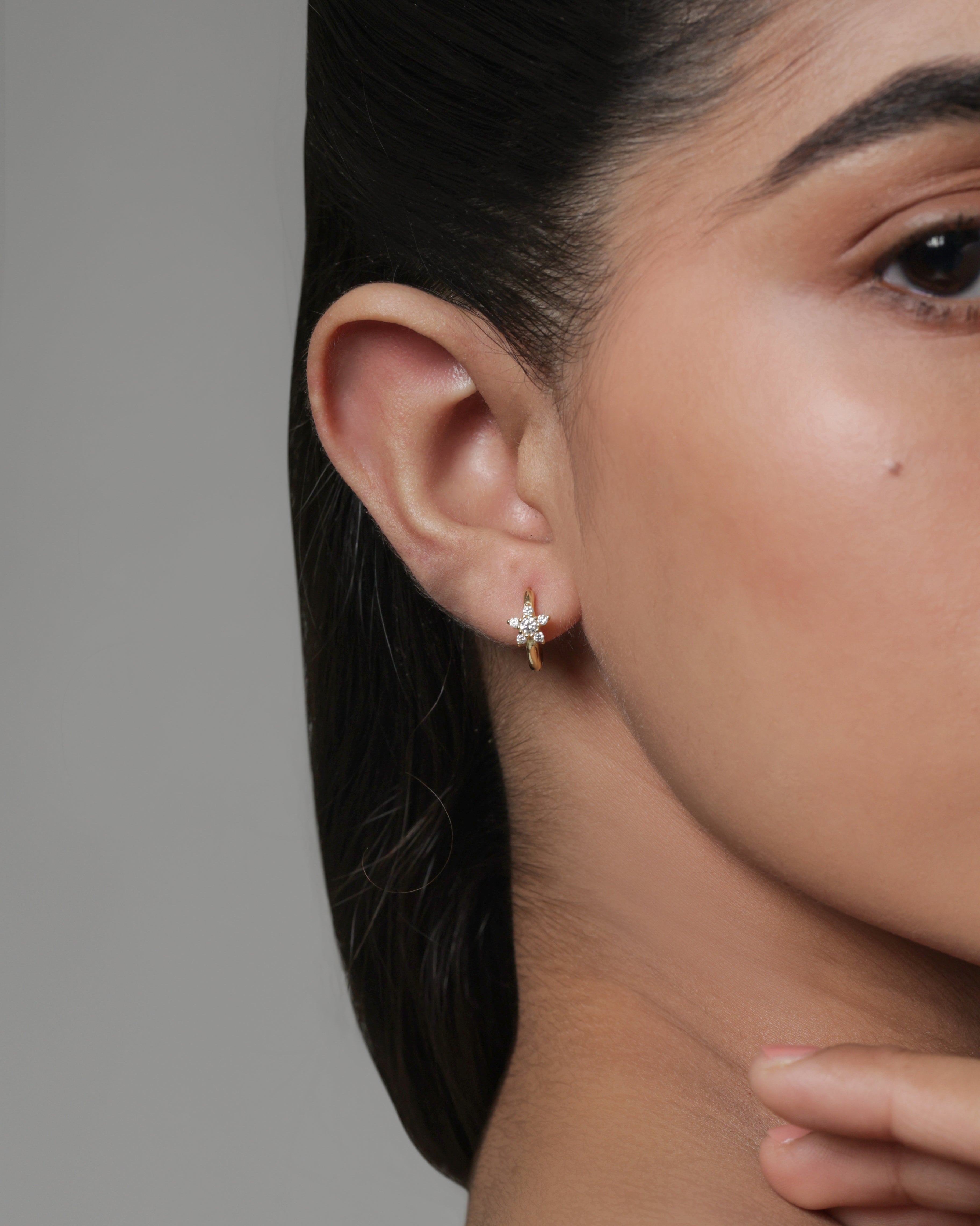 Floral Silver Hoops - 18K Gold Plated