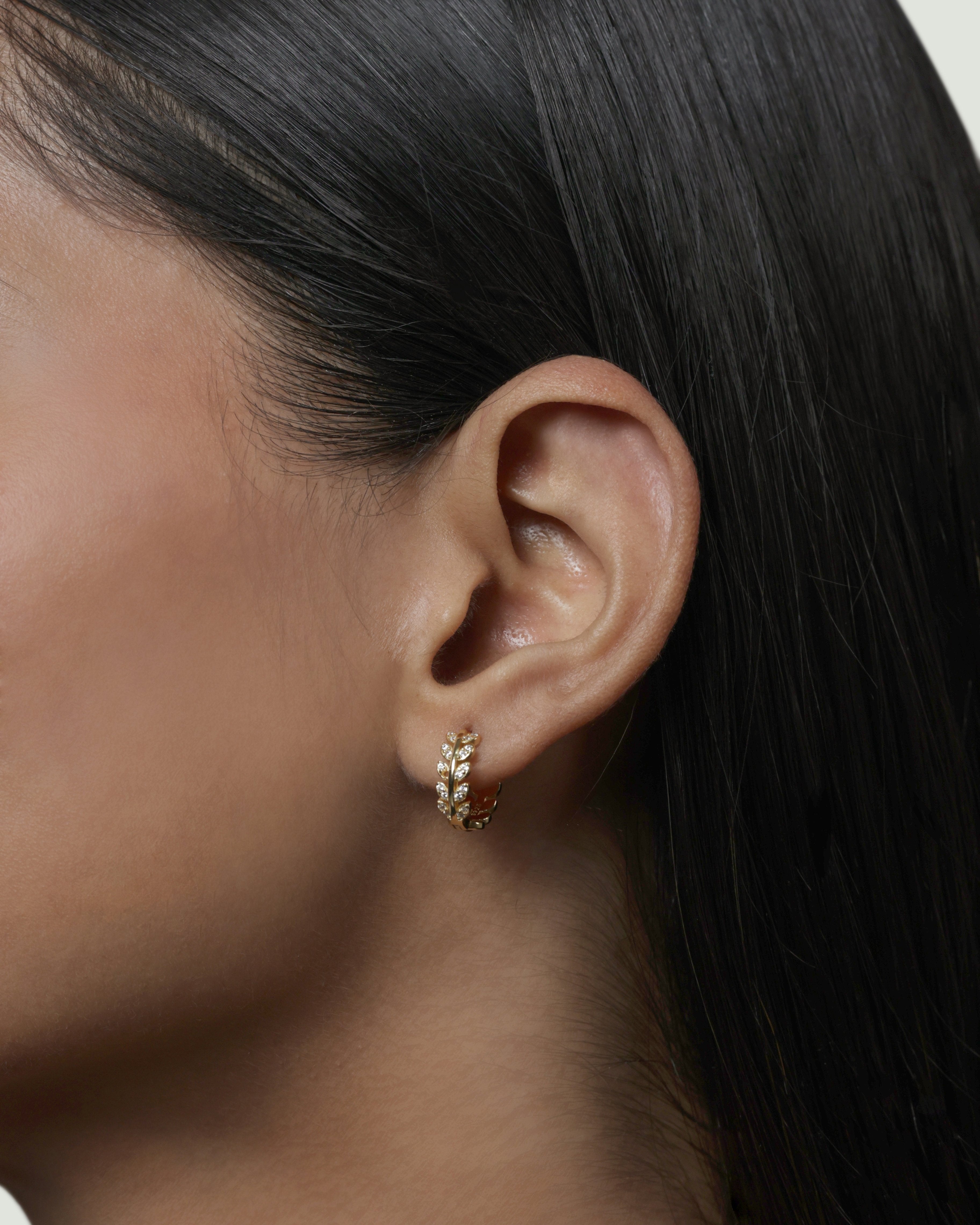 Zirconia Leaf Hoops Multiple Sizes Hoop Earring