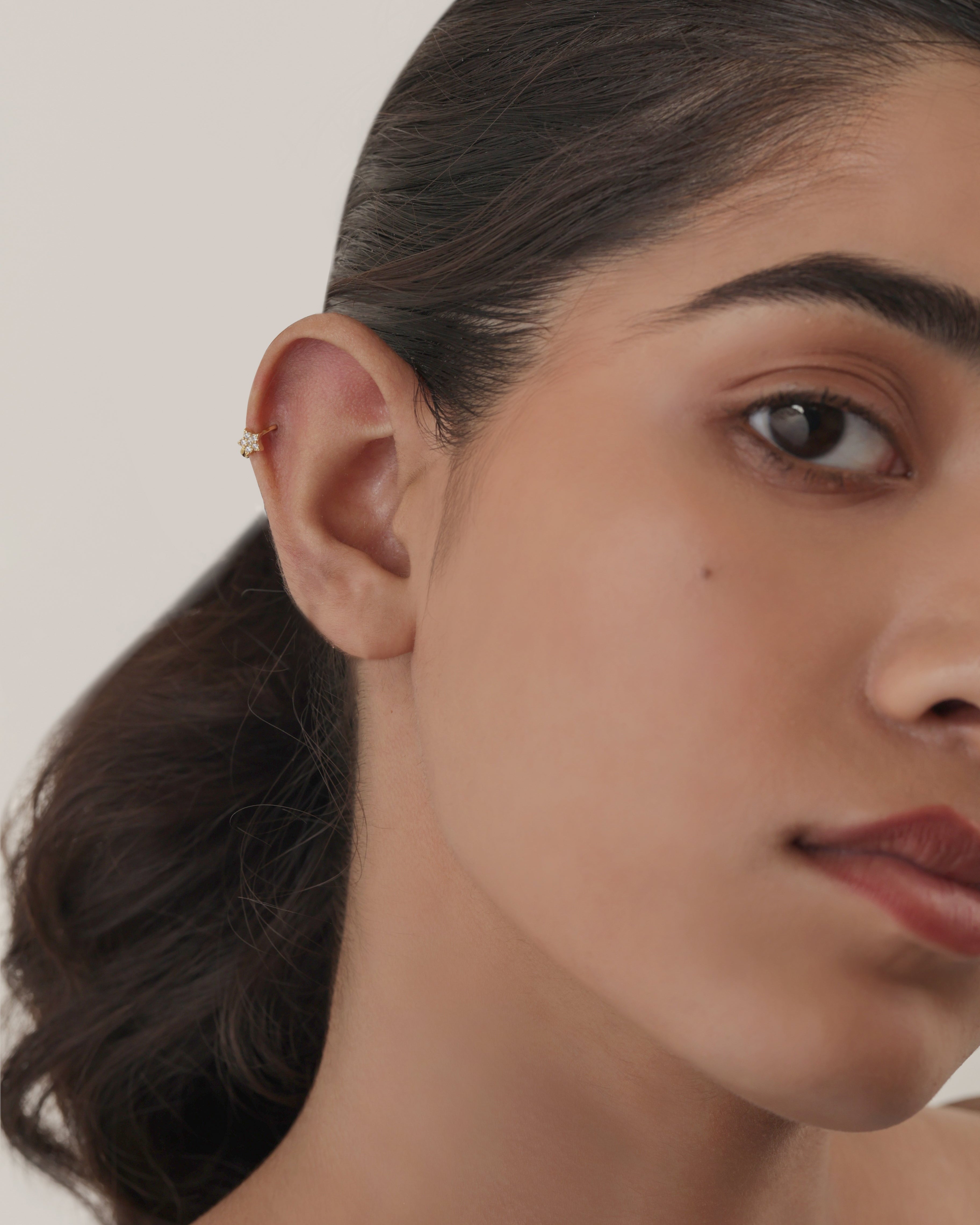 Star Huggie Hoop Earrings Pair