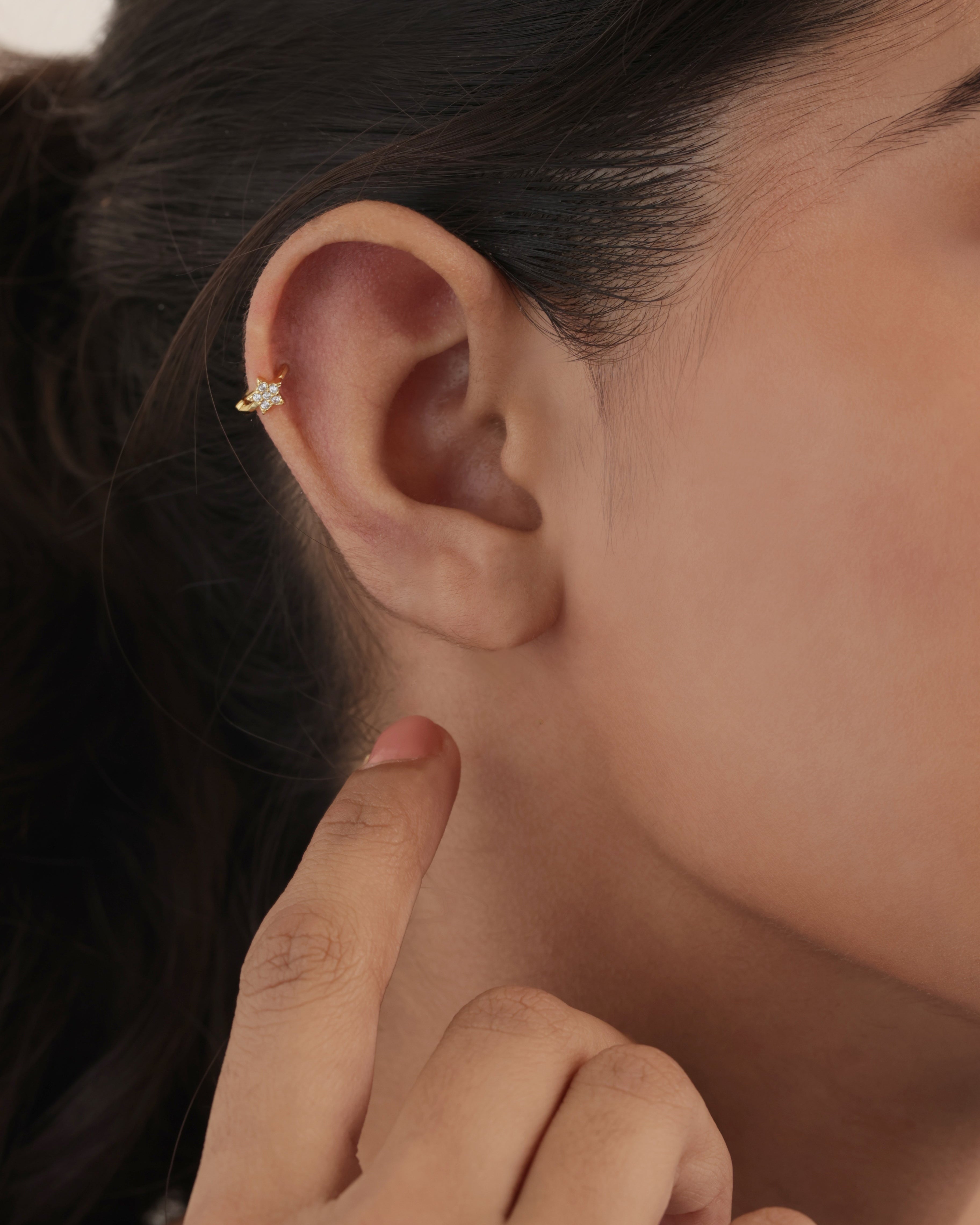 Star Huggie Hoop Earrings Pair