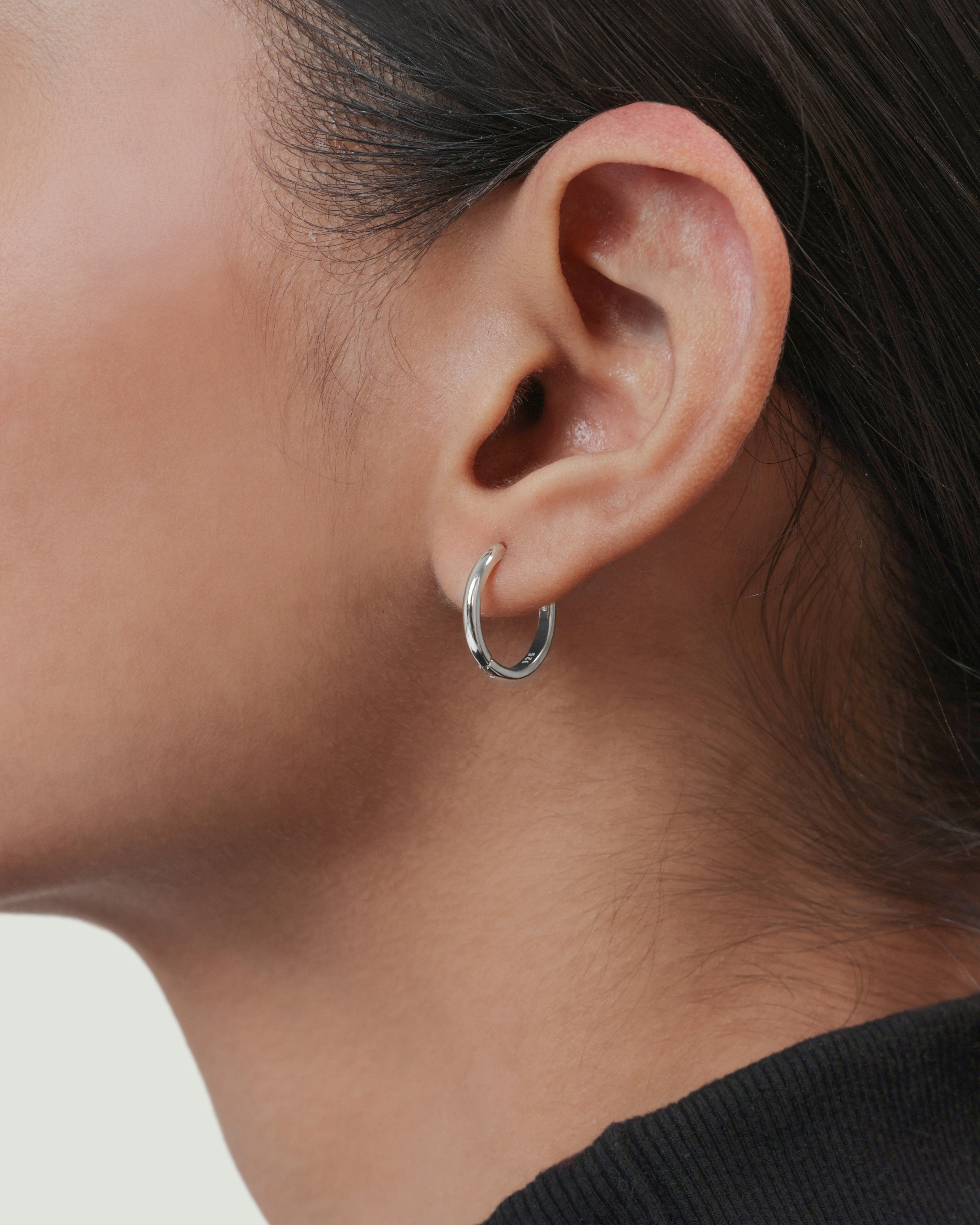 Evergreen Silver Hoop Earrings