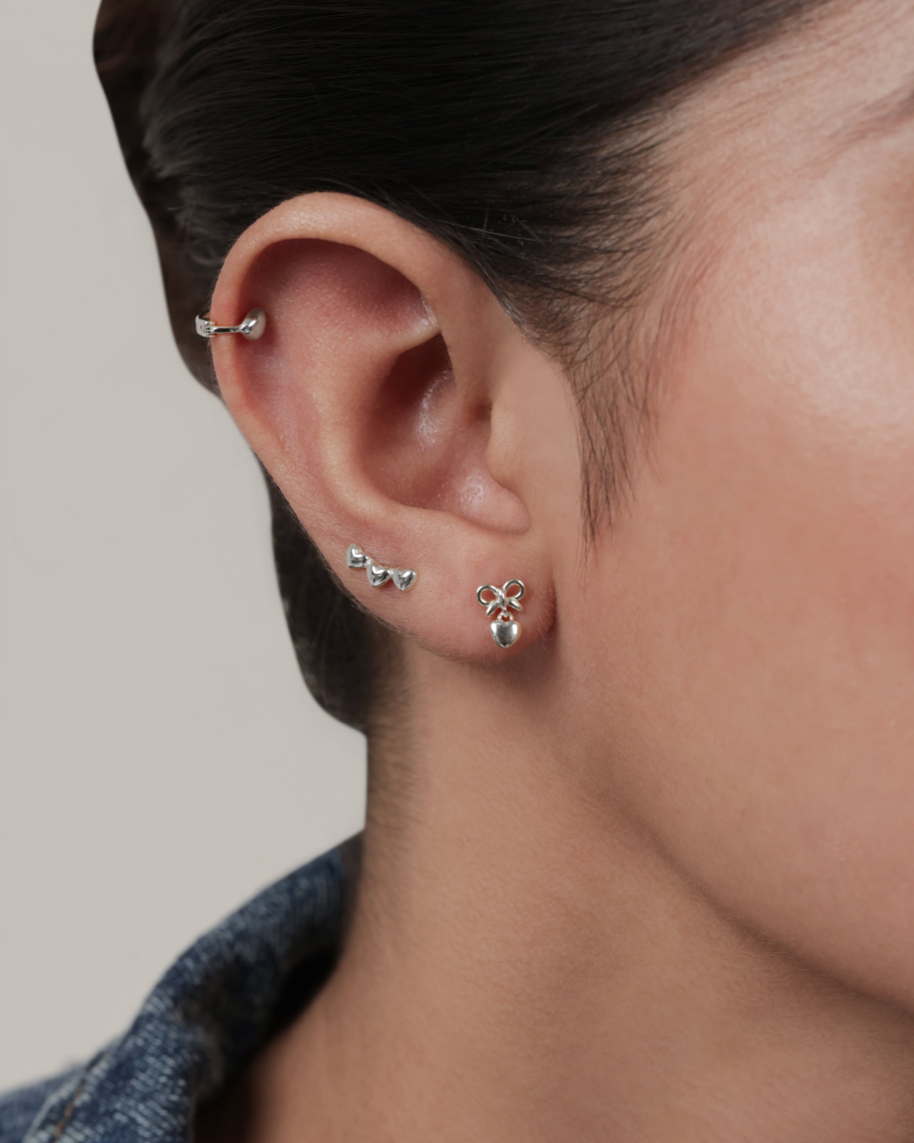 Heartfelt Bow Stud – Rhodium Plated Flat Back
