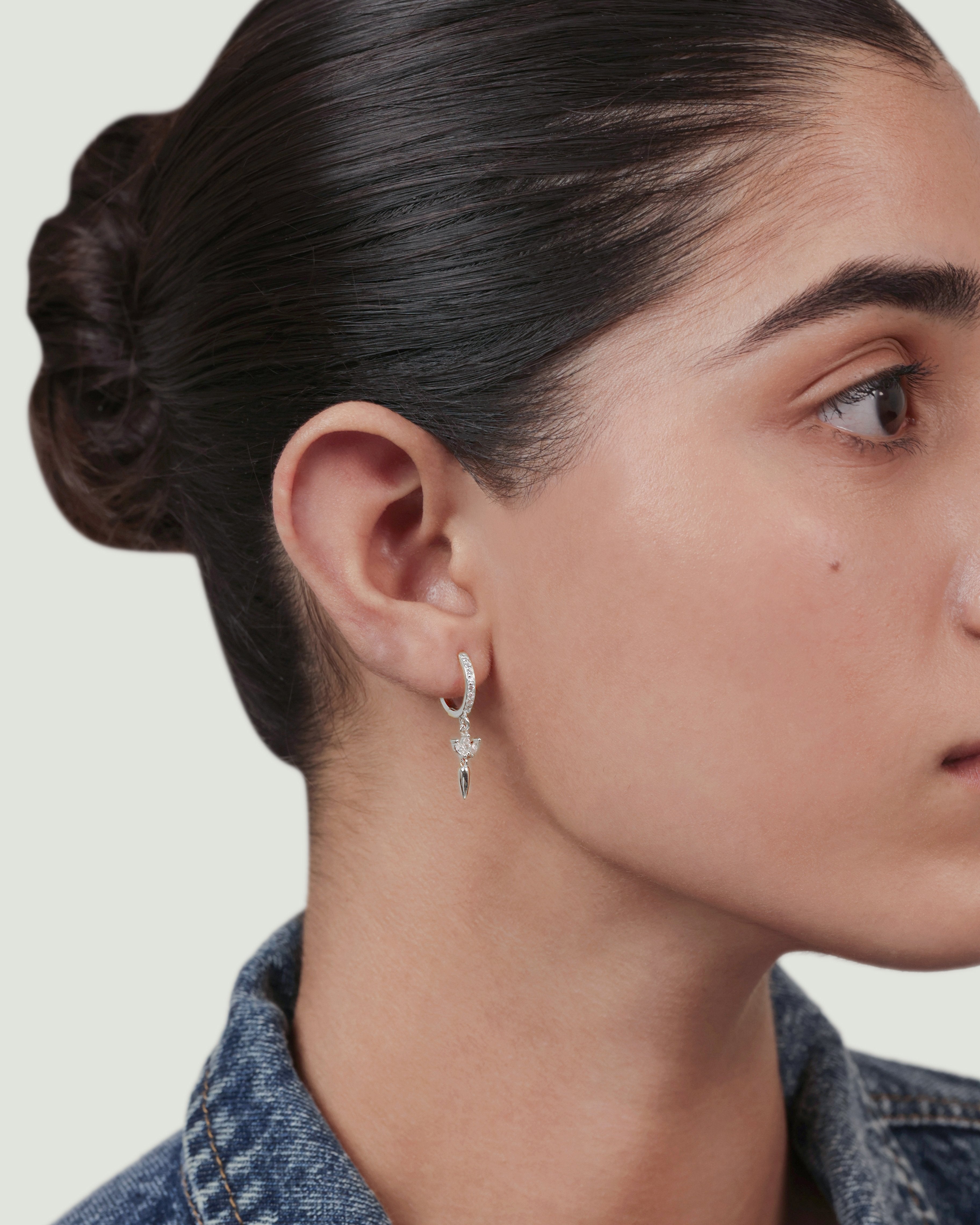 Minimal Lotus Drop Hoop Earrings