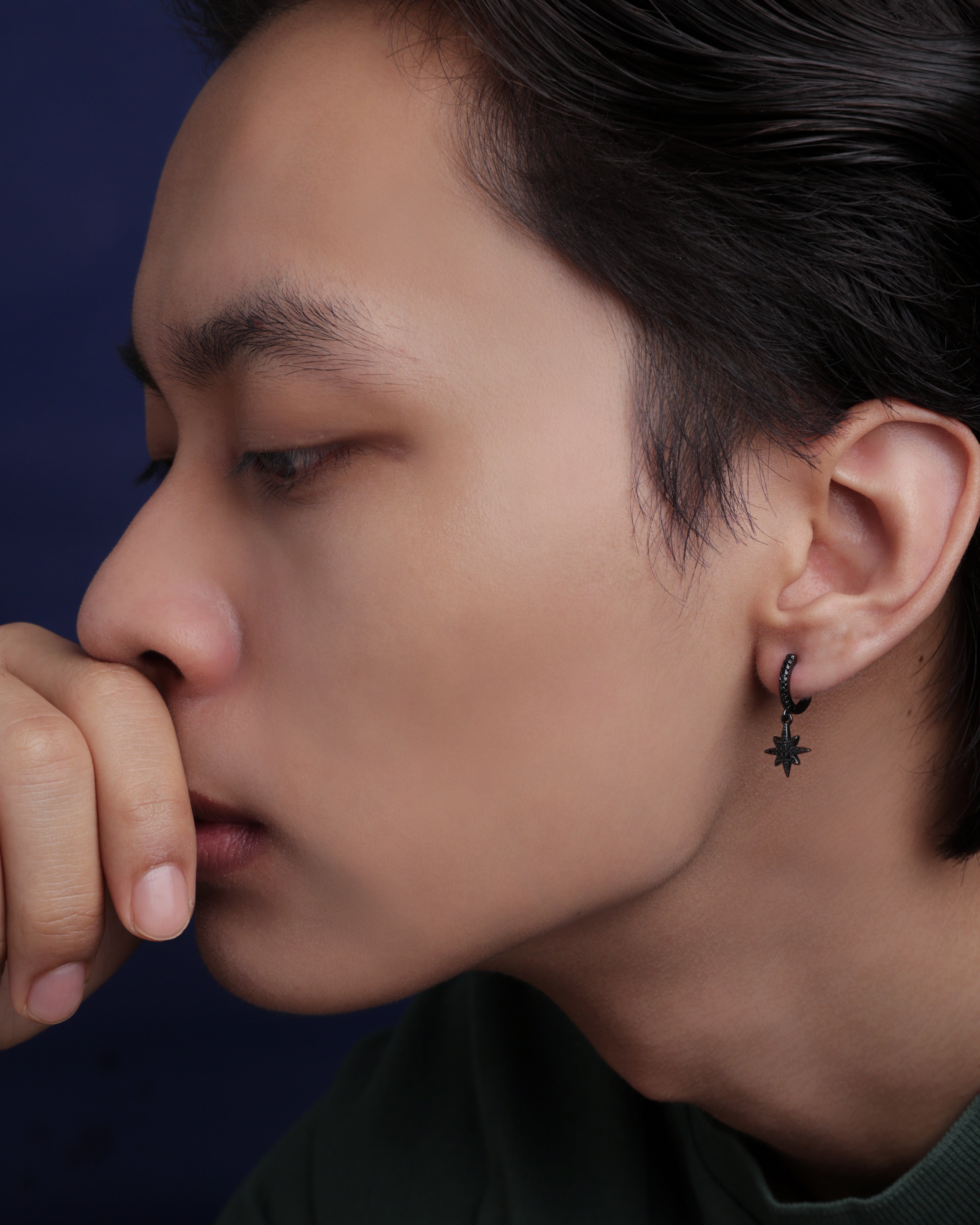 Celestial Black Zirconia - Star Hoop