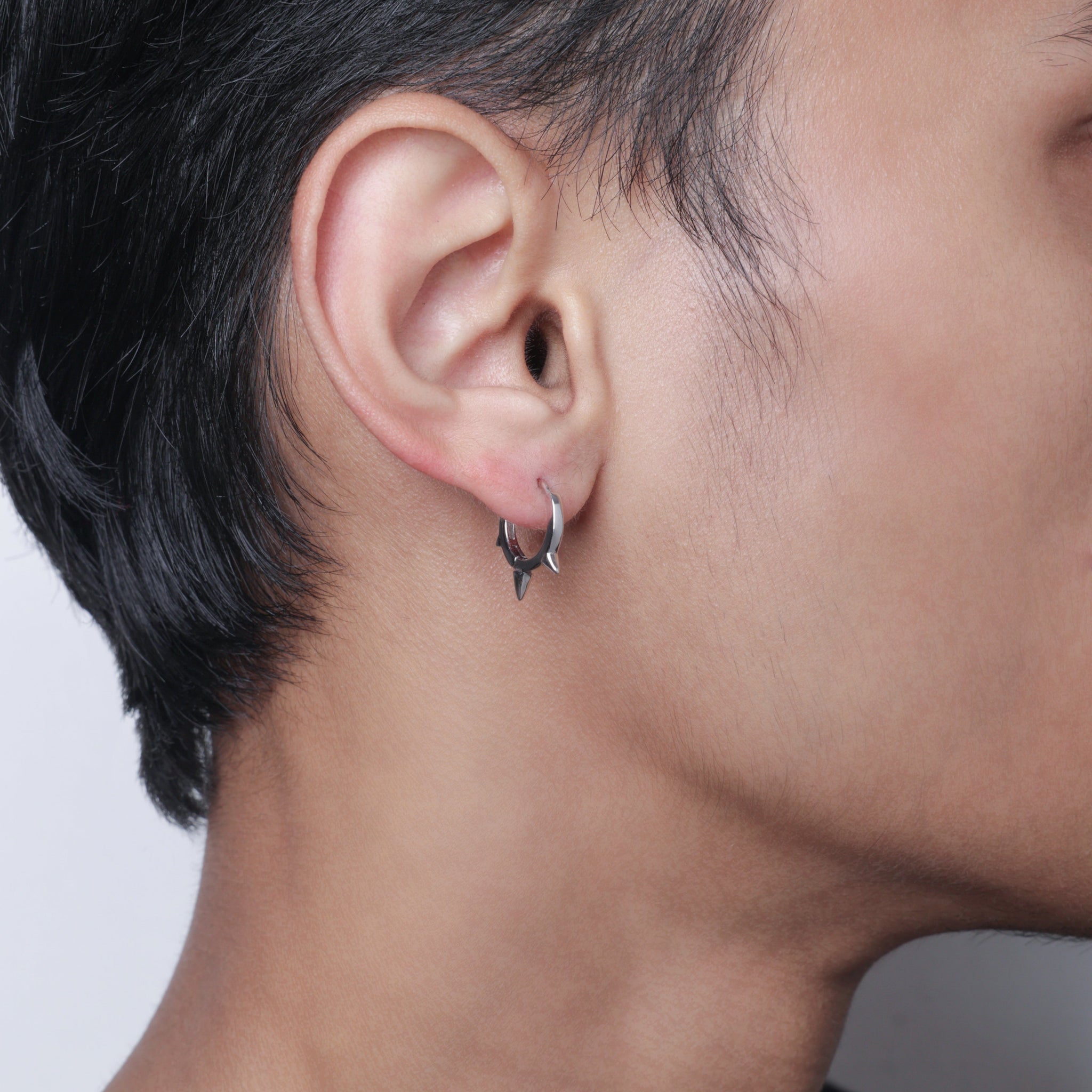 Edgy Spike Hoop Men Men's Earrings