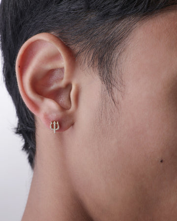 Trishul Divine Silver Stud Men's Earrings