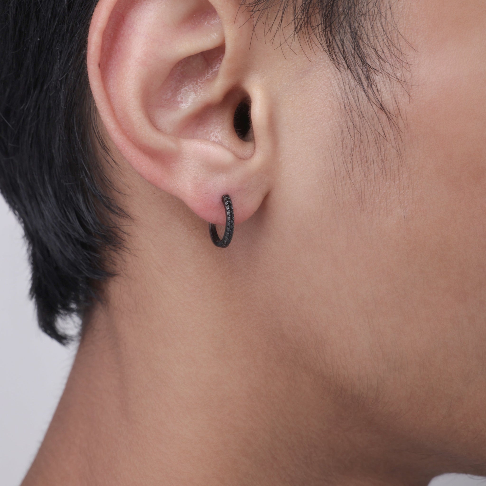 Statement Black Zircons Edition Hop Earrings For Men's