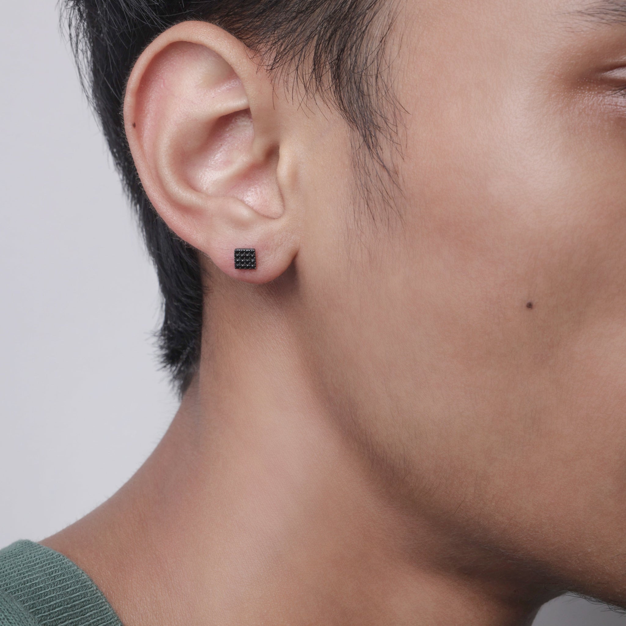 Square Zirconia Black Edition Stud Earrings For Men's