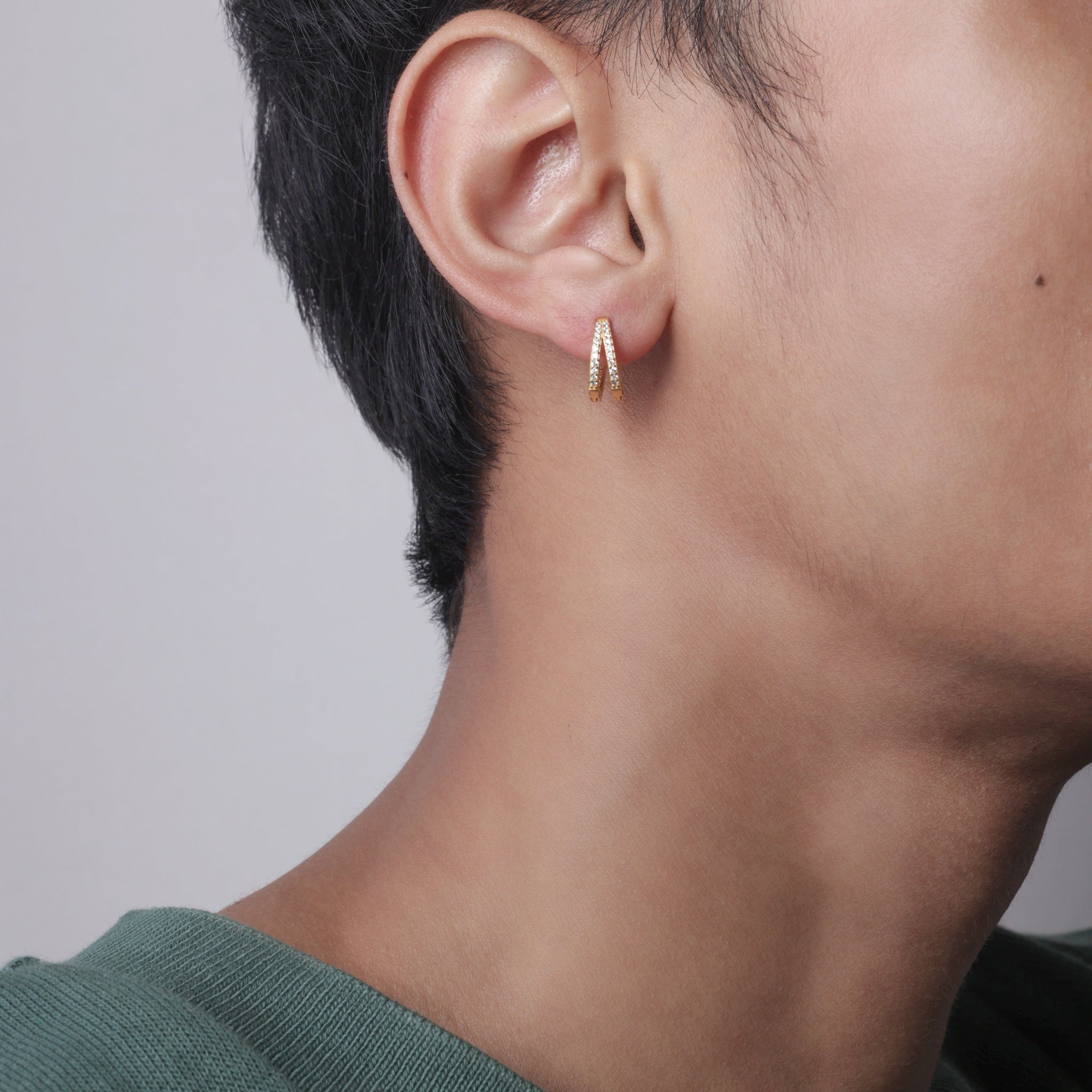 Twin Line Layered ( 10MM ) Hoop Earrings For Men's