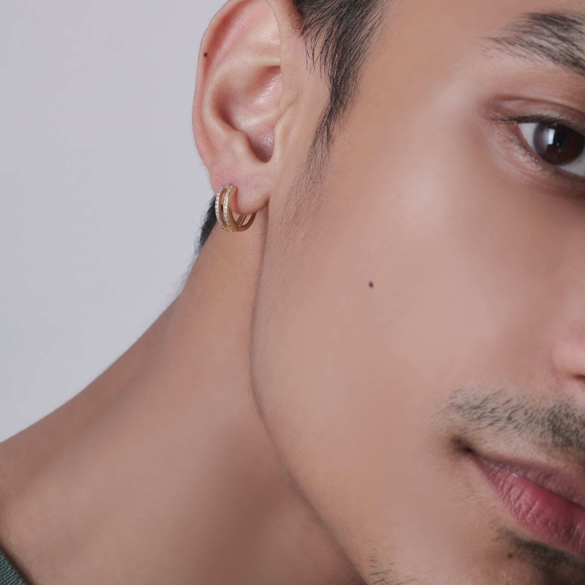 Twin Ring Hoop Statement Men's Earring