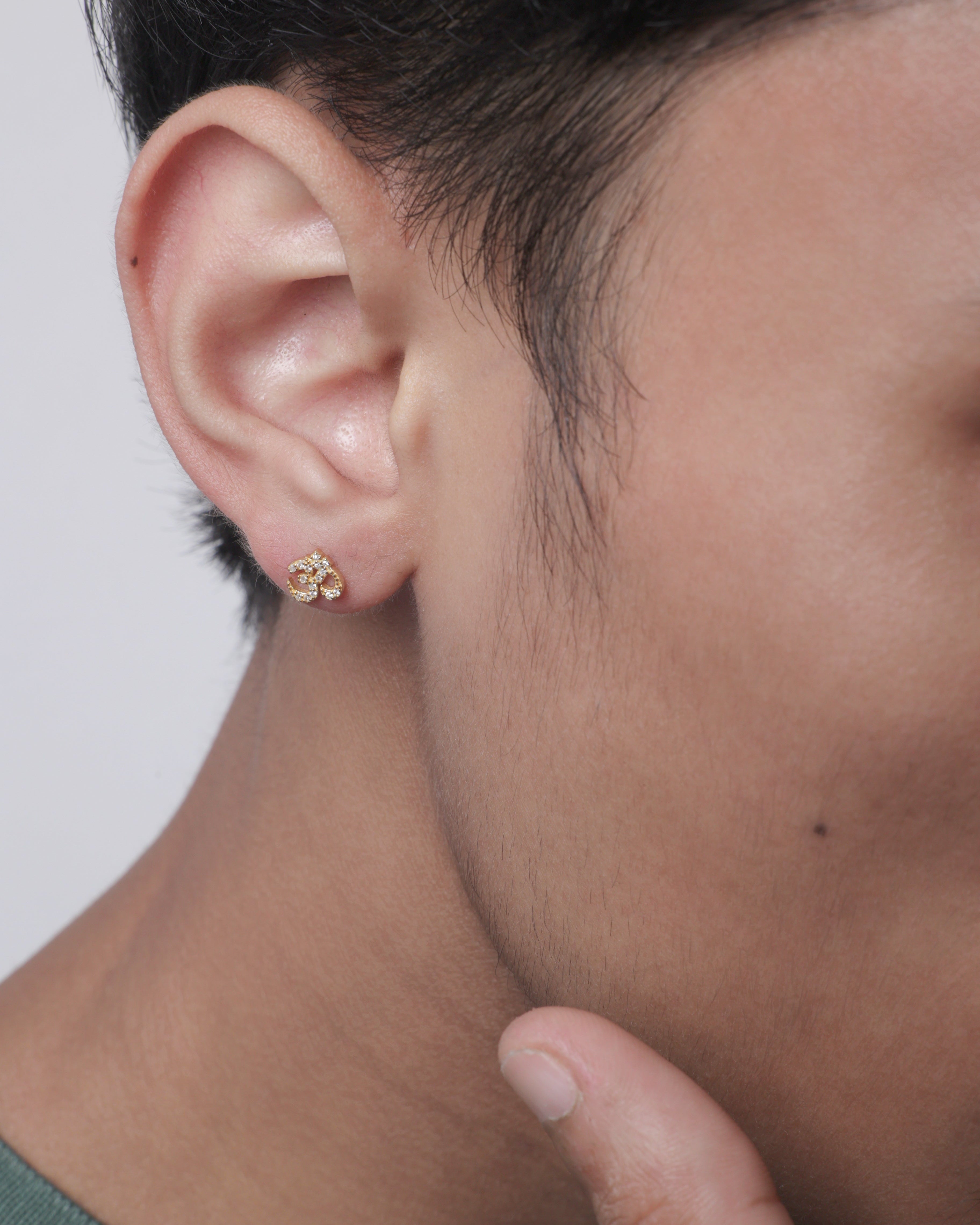 Om Symbol Silver Stud - Gold Plated