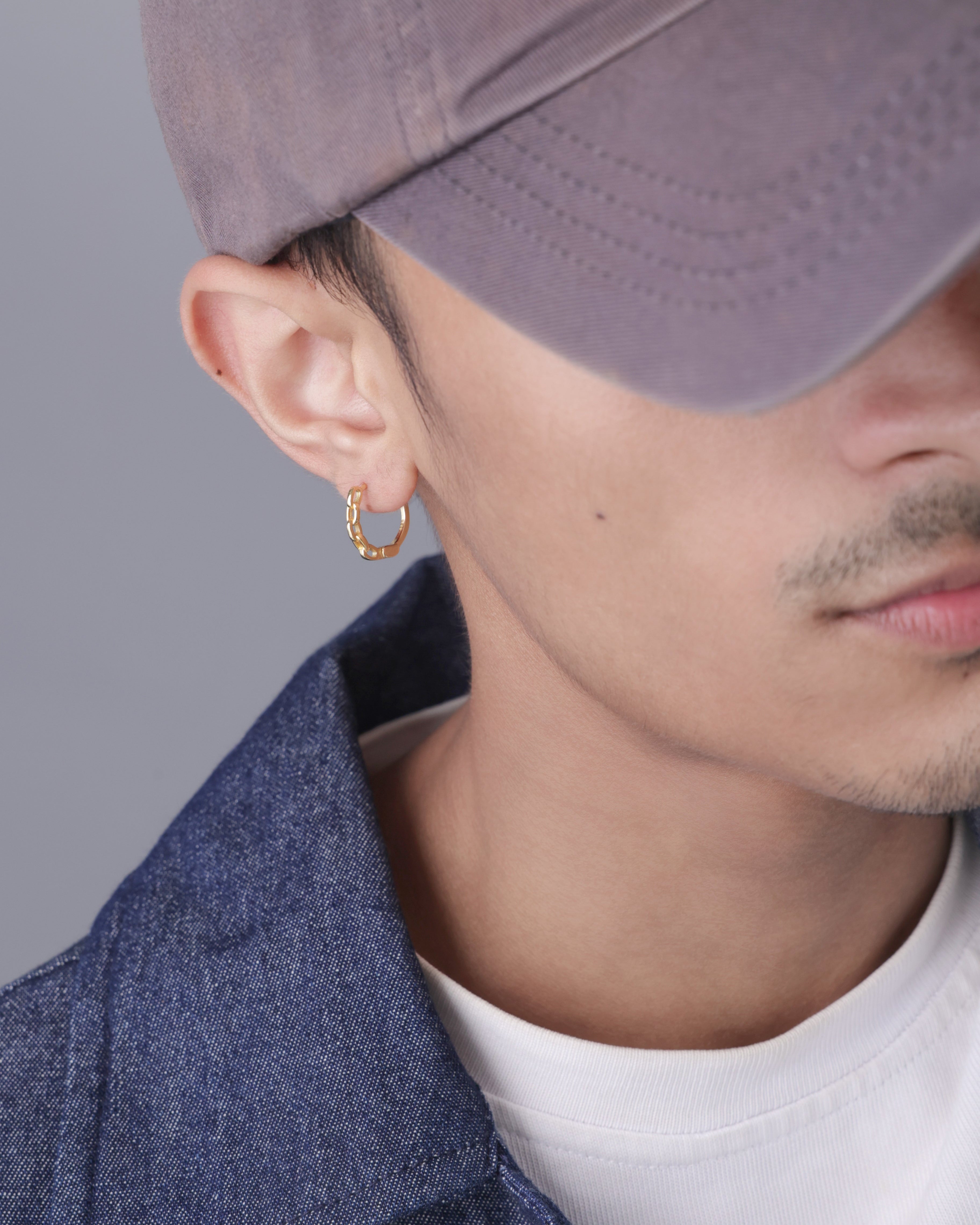 Chain Link Hoop Earring for Men ( 11 MM )