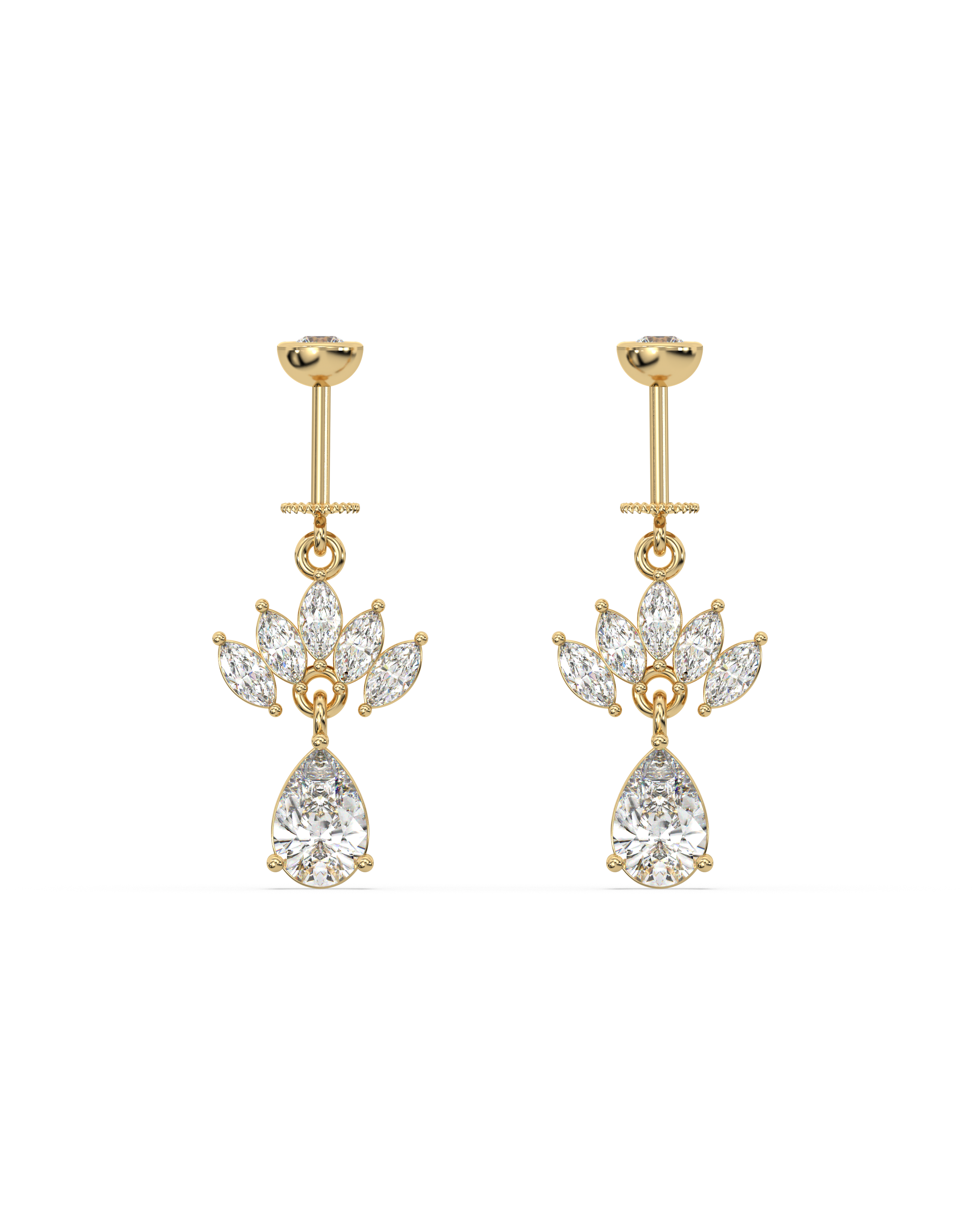 Marquise crown drop - Helix hanging - 18k Gold Plated
