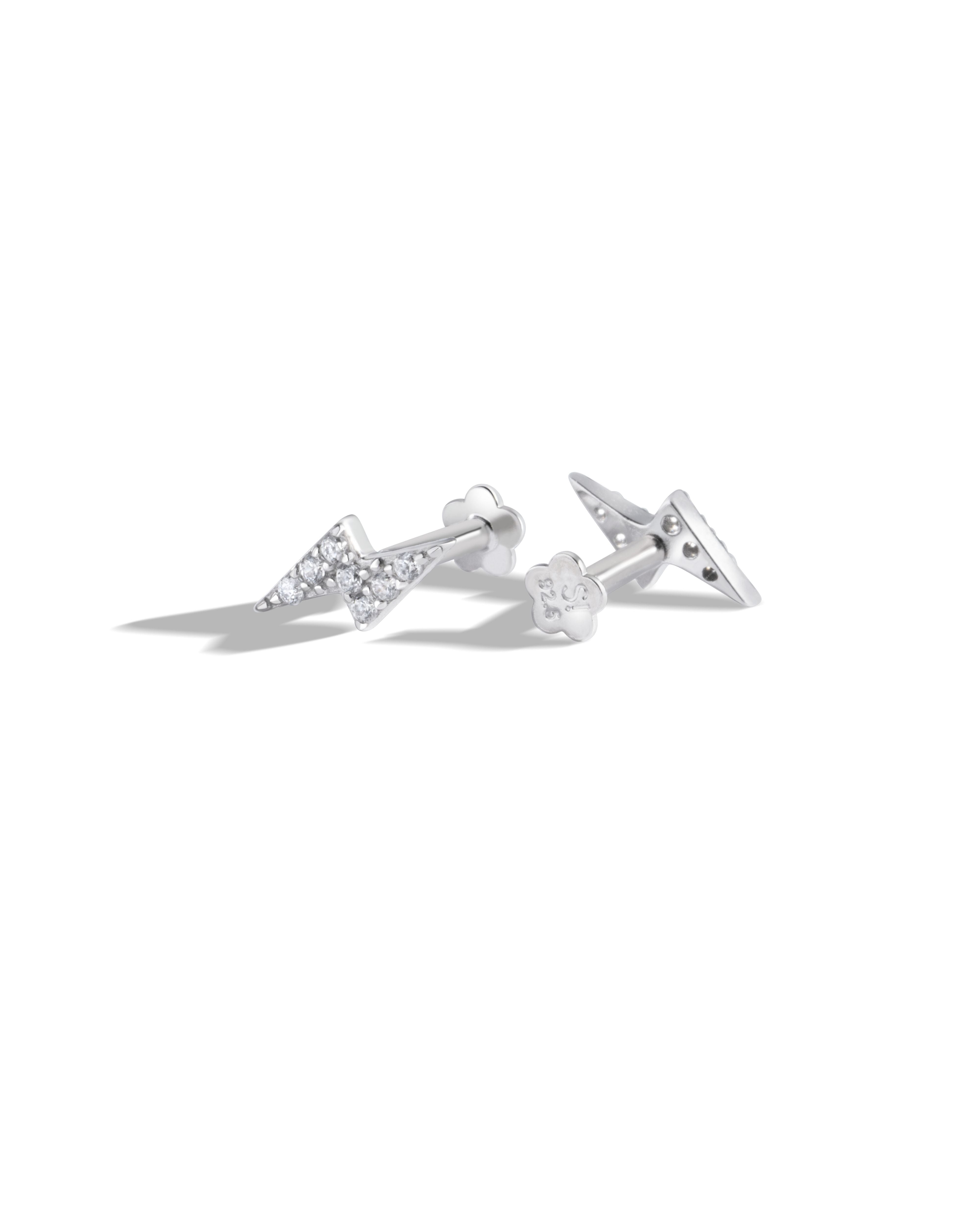 Lightning Thunder Flat Back Screw Stud Earrings