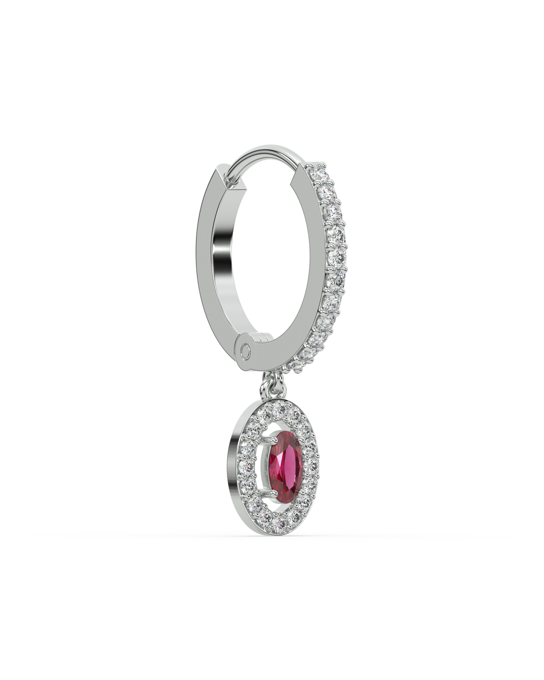 Sphere Ruby Charm Hoop Earrings
