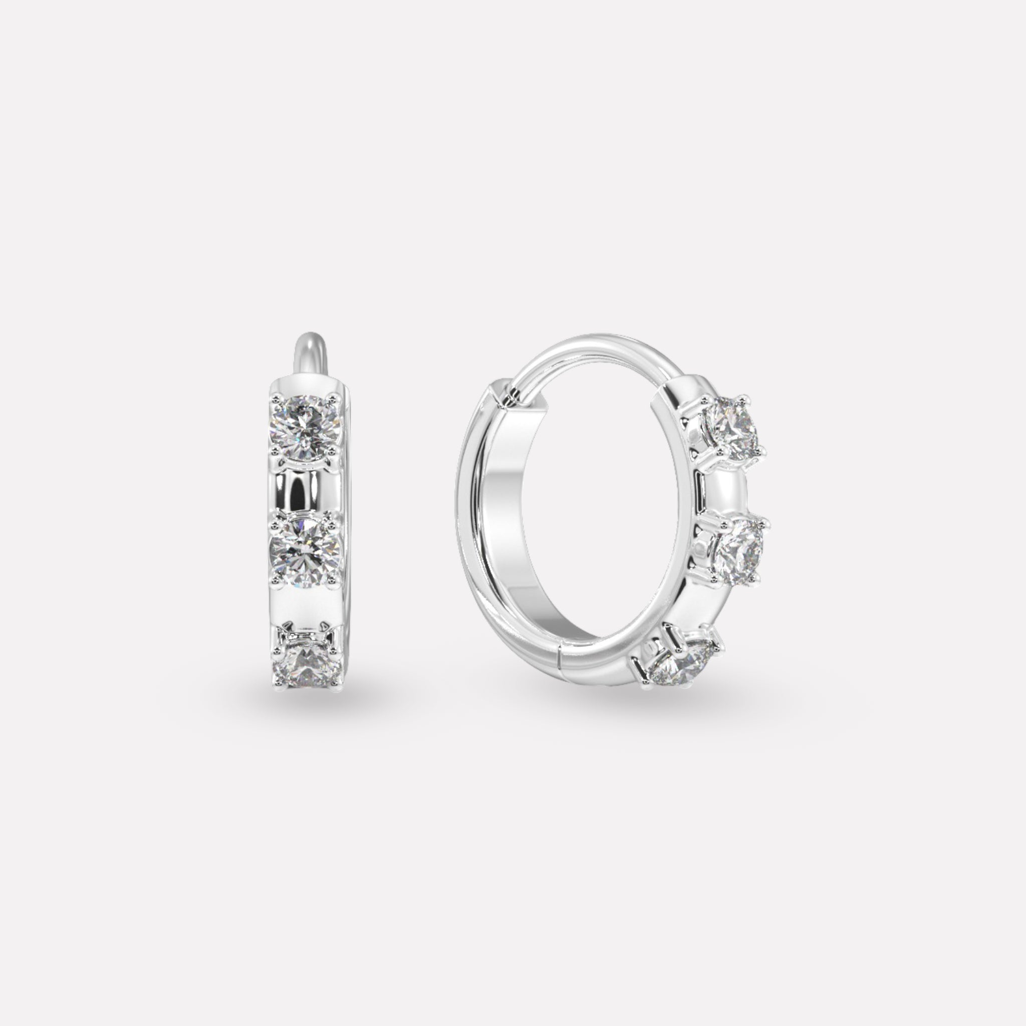 Three Stone Hoop Earrings