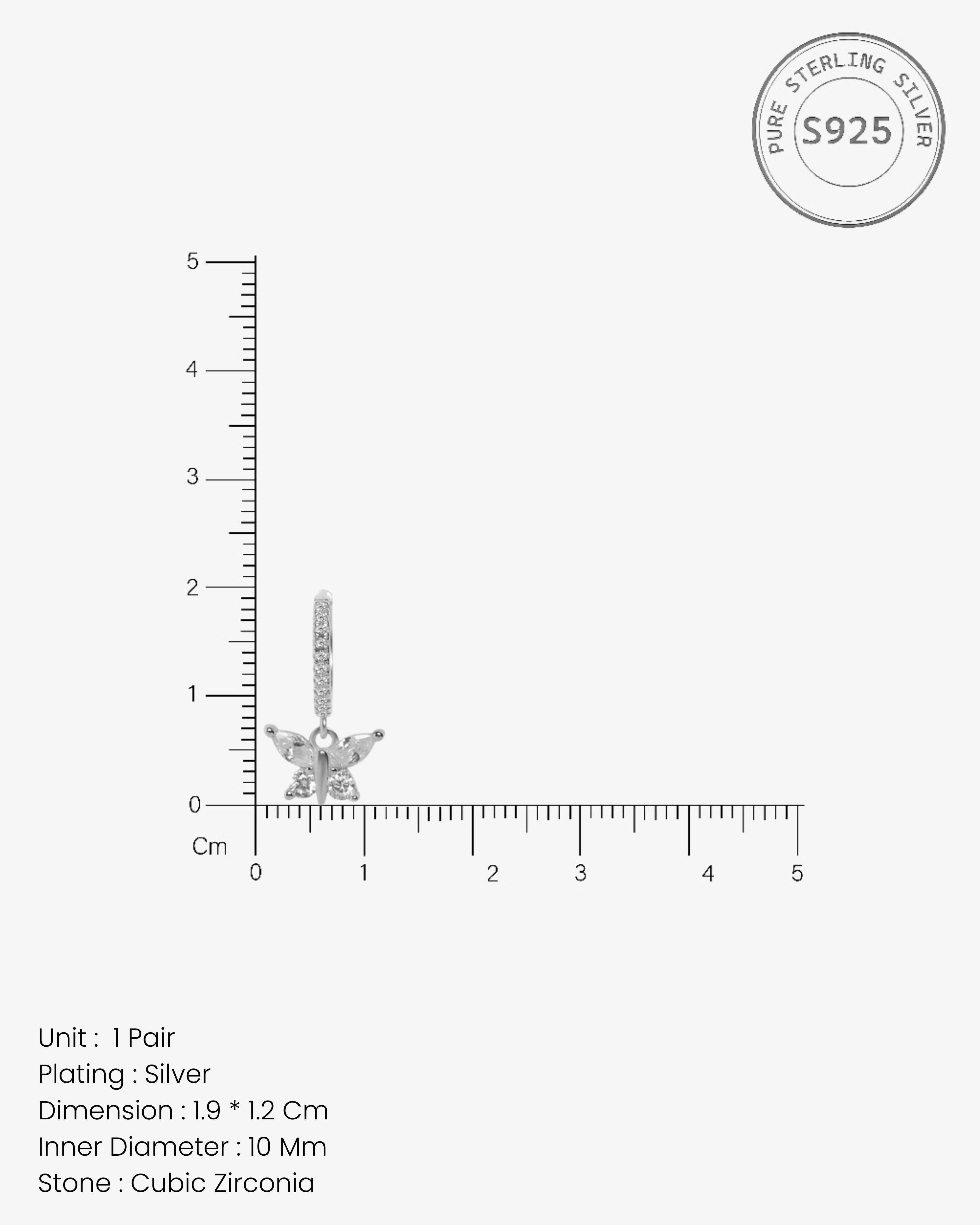 Radiant Butterfly Silver Hoops Earrings