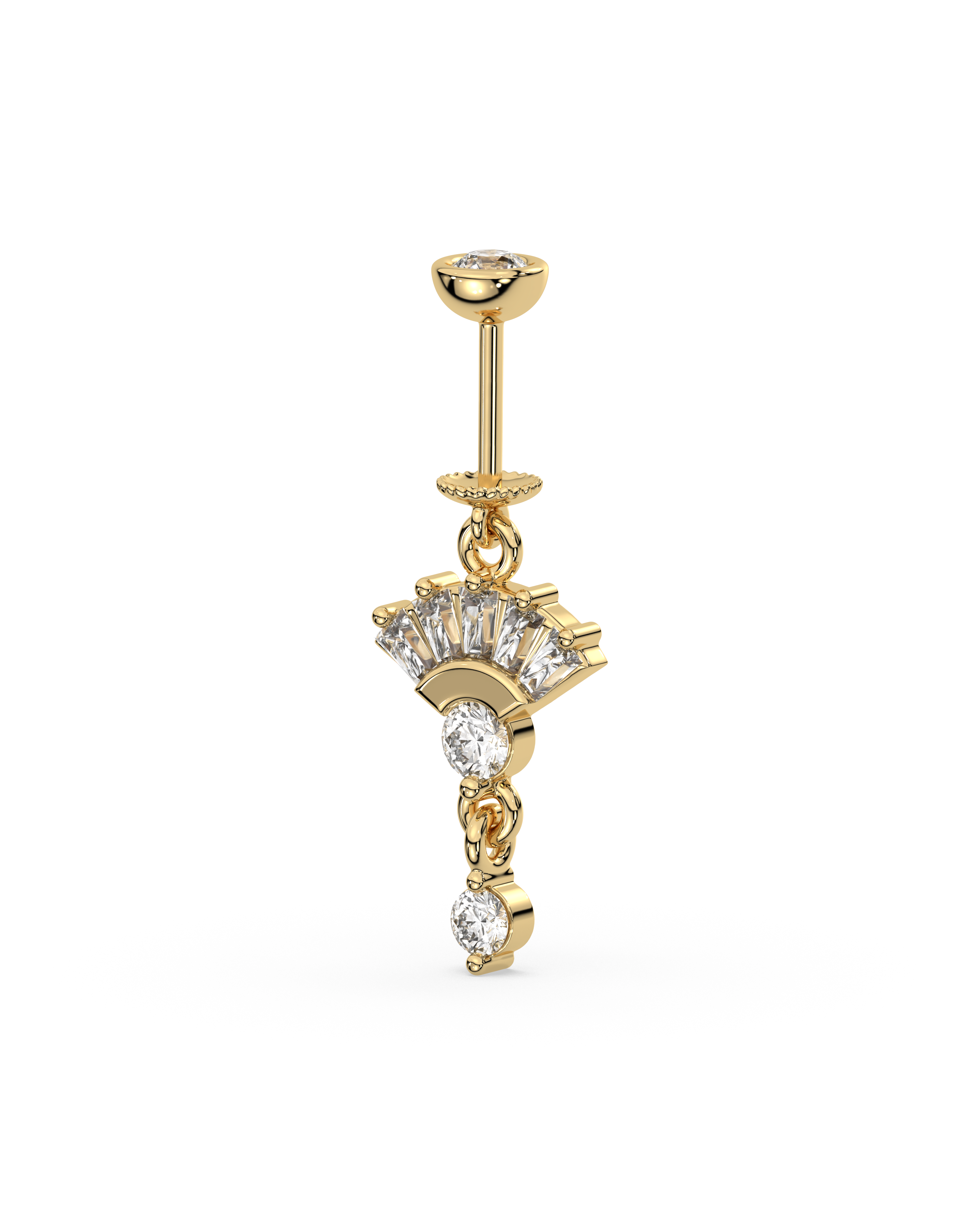 Zirconia Umbrella - Helix Hanging - 14K Gold Plated