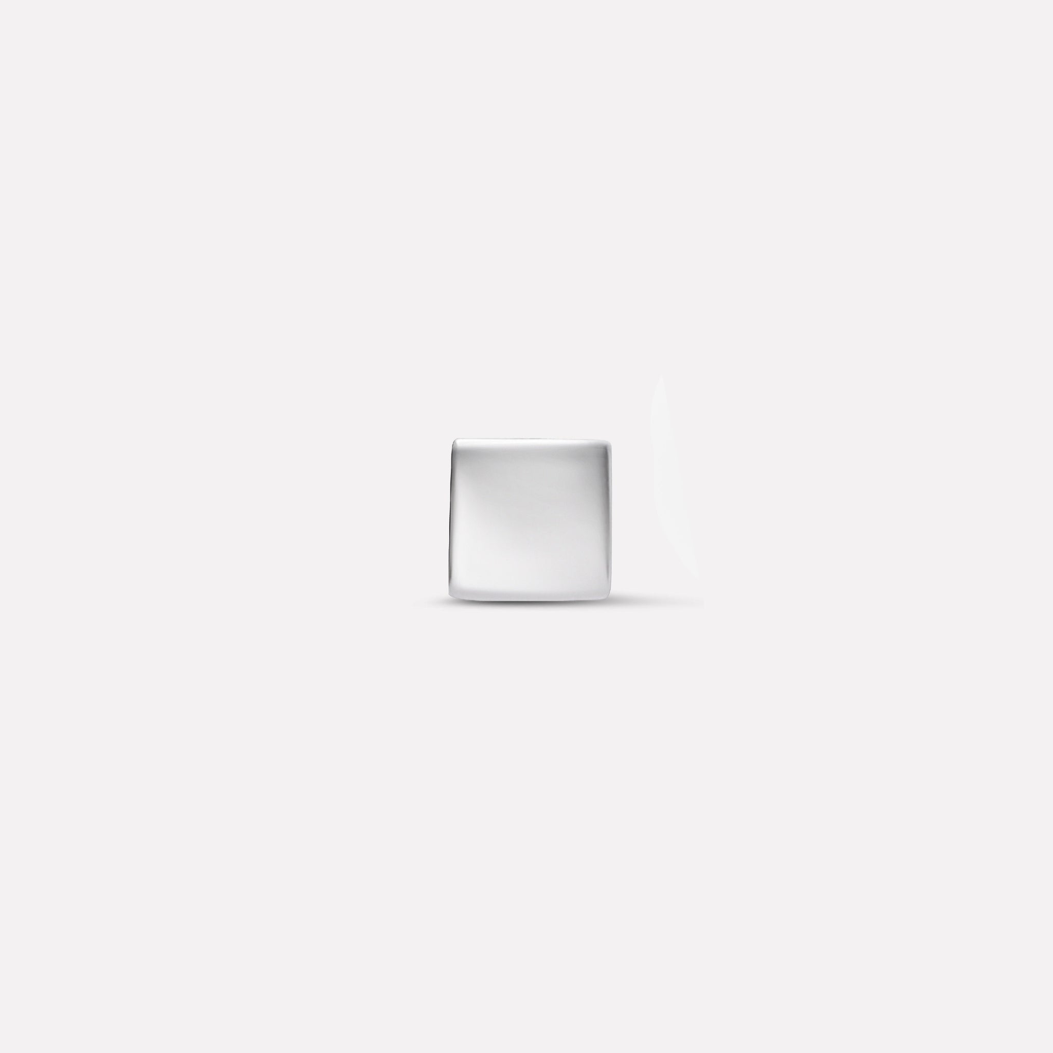 Silver Geometric Square Stud Men's Earrings