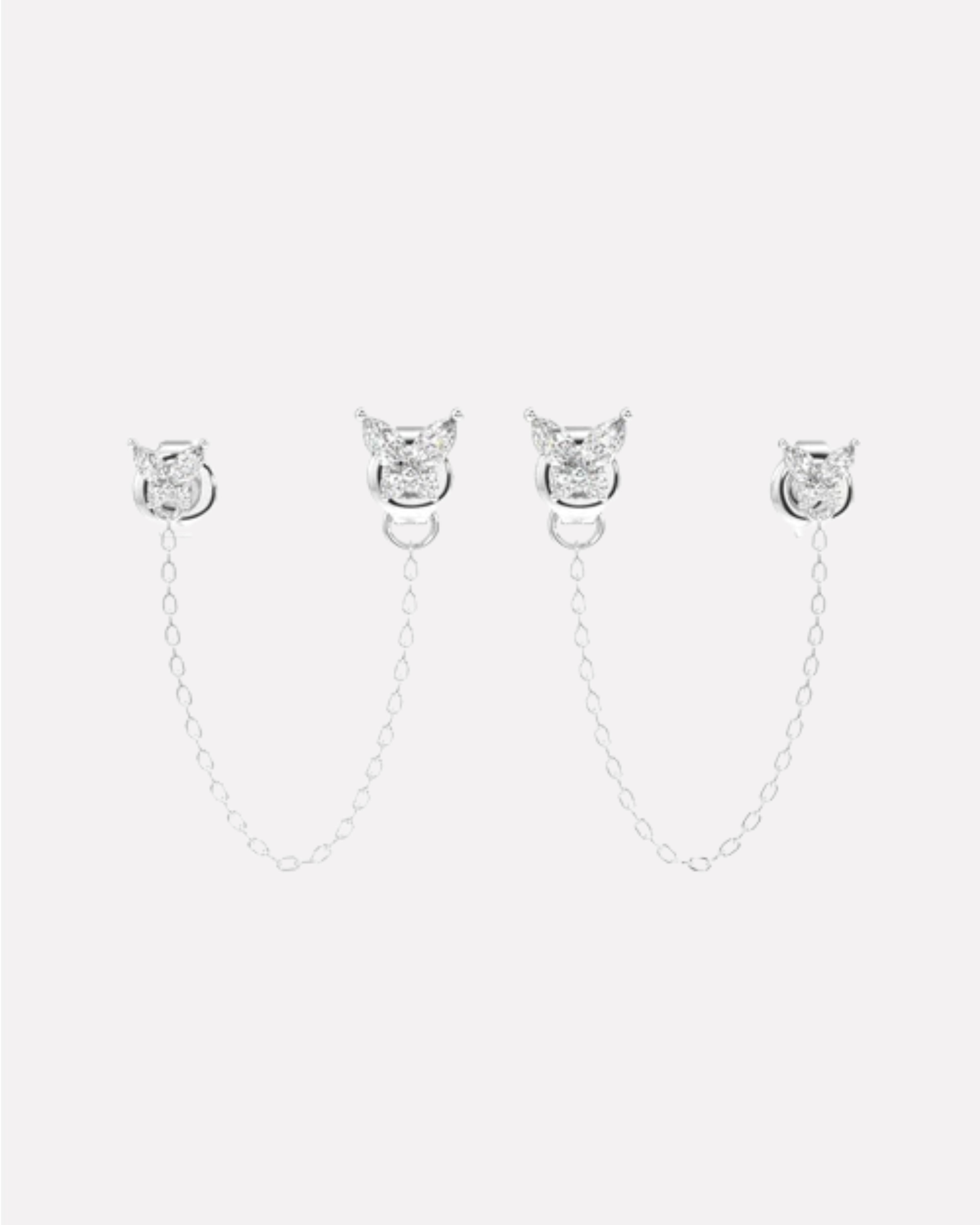 Zircon Butterfly 3 In 1 Connector Chain Earrings