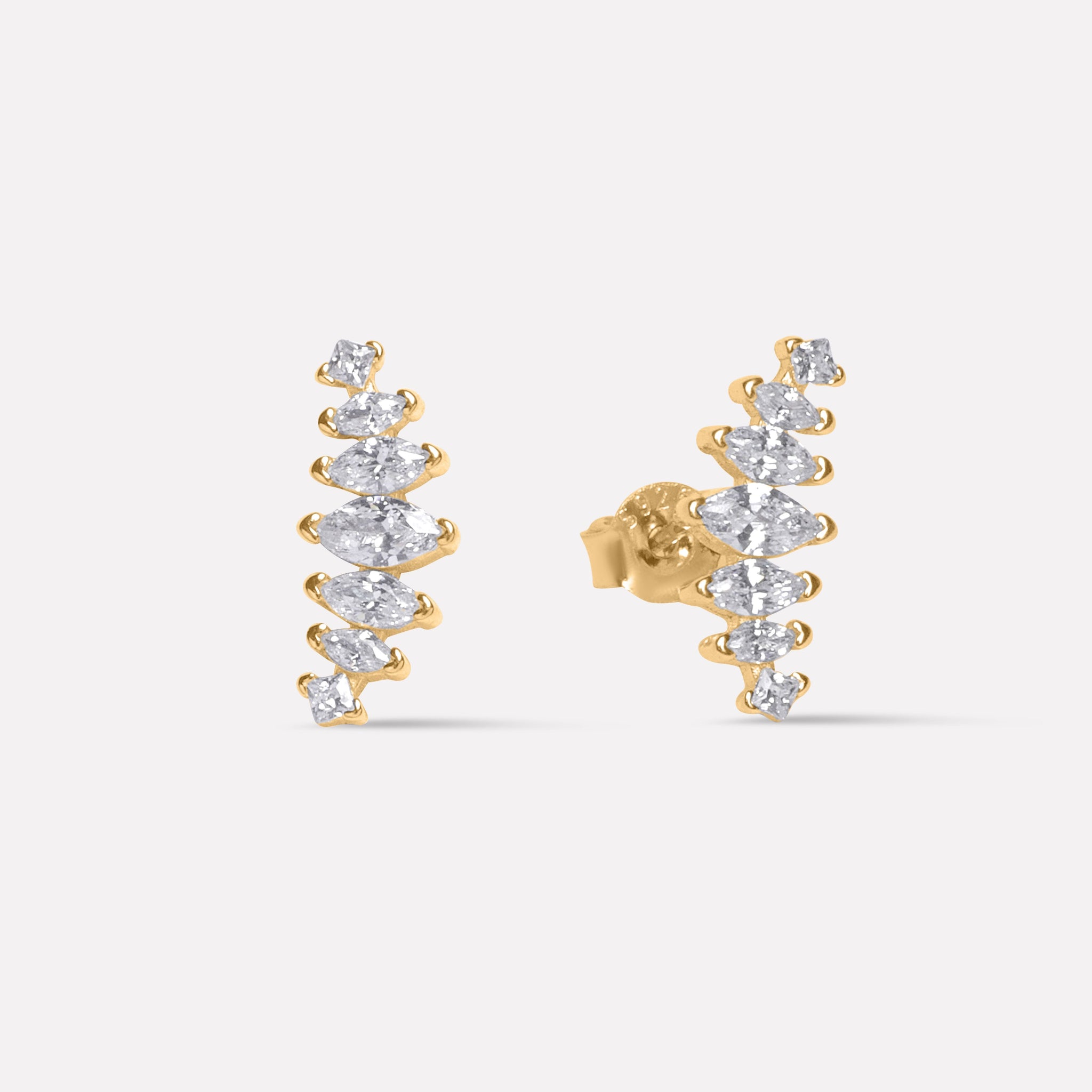 Seven Climber Stone Stud Earrings