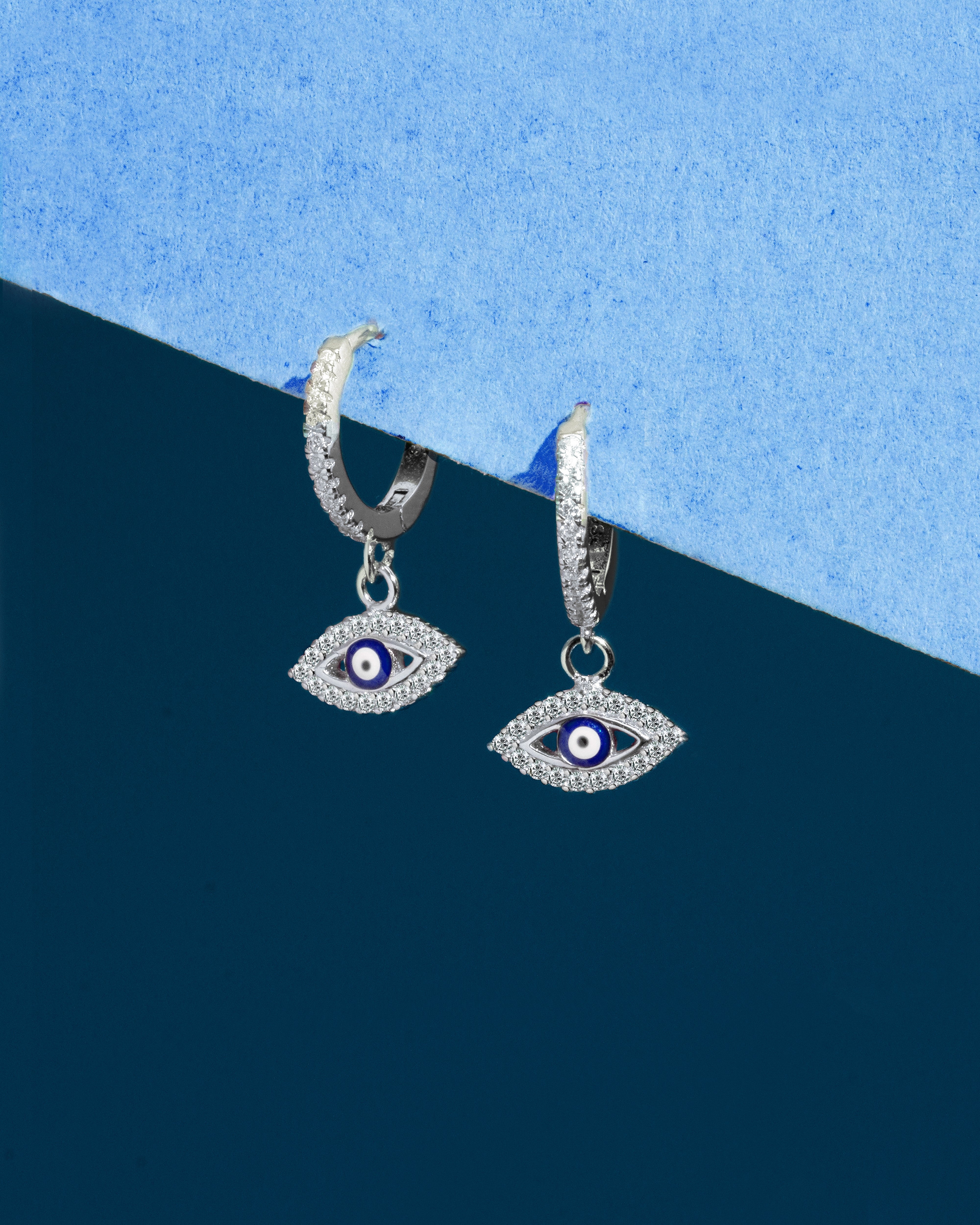 Enamel Eye Charm Hoops