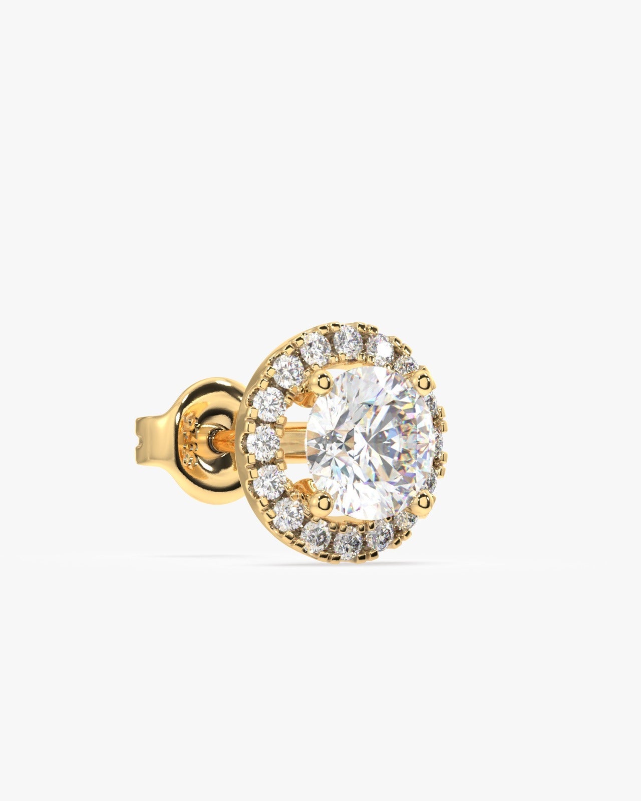 Round Solitaire With Zircon Lining Mid Size Stud Earring