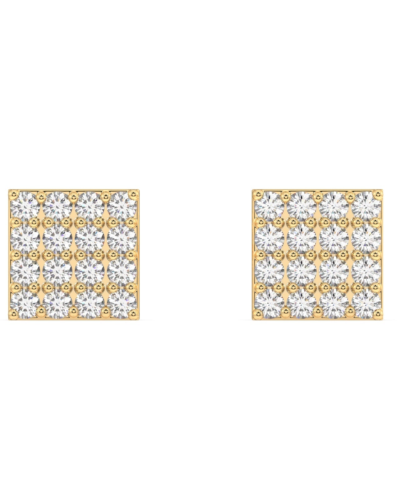 Square Paved Zirconia Stud Earrings Pair