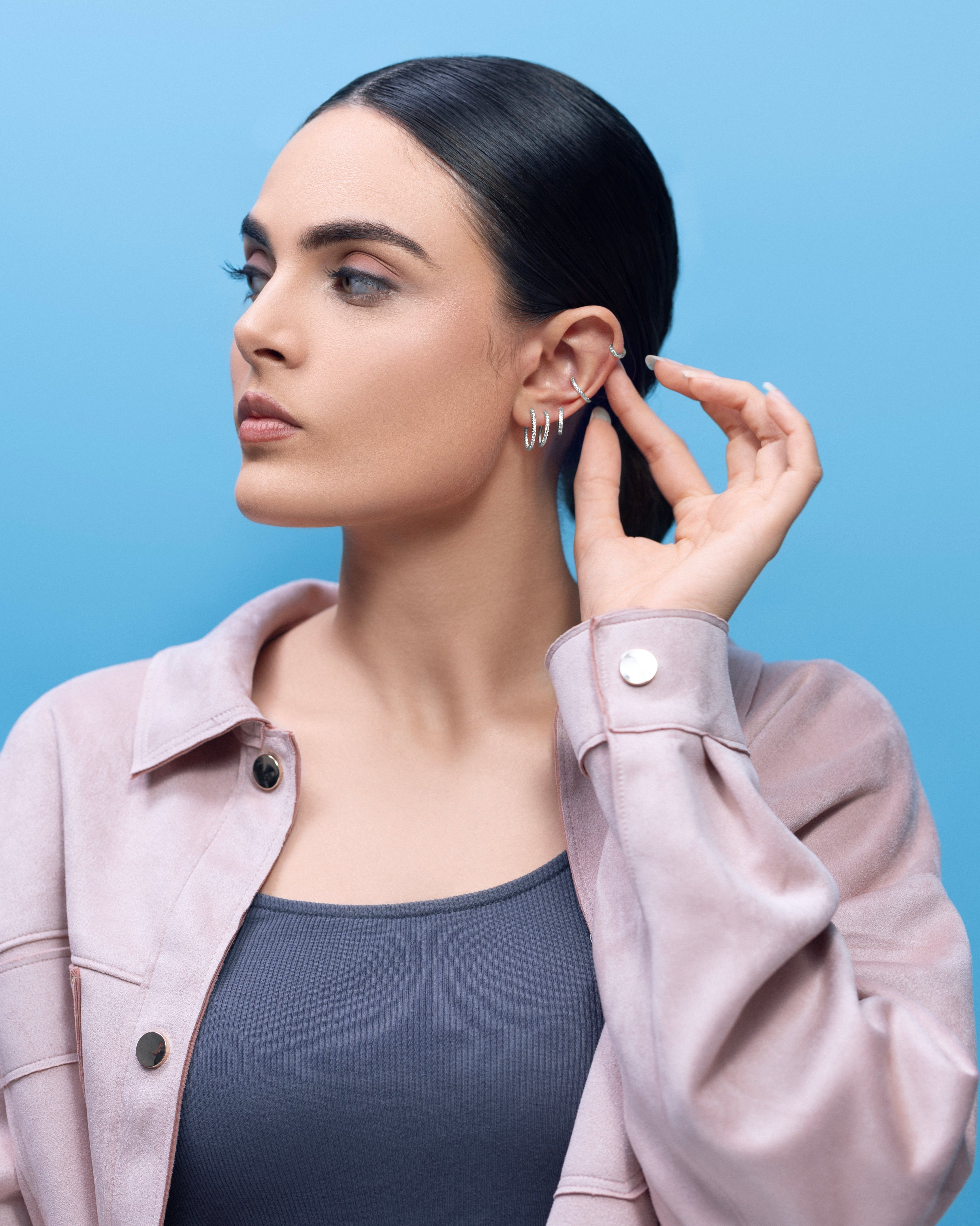 Zirconia Statement Round Multiple Sizes Hoop Earrings