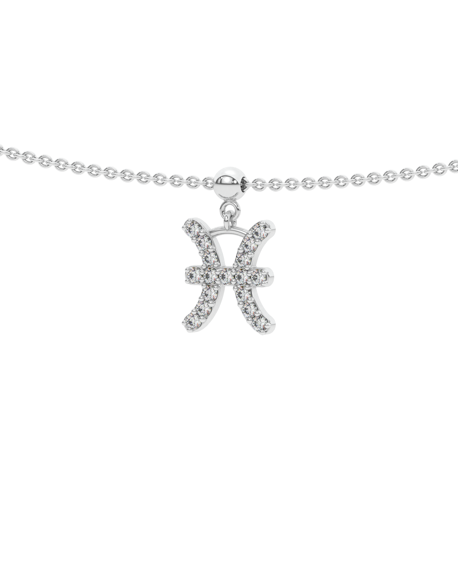 Pisces stone pave' zodiac necklace