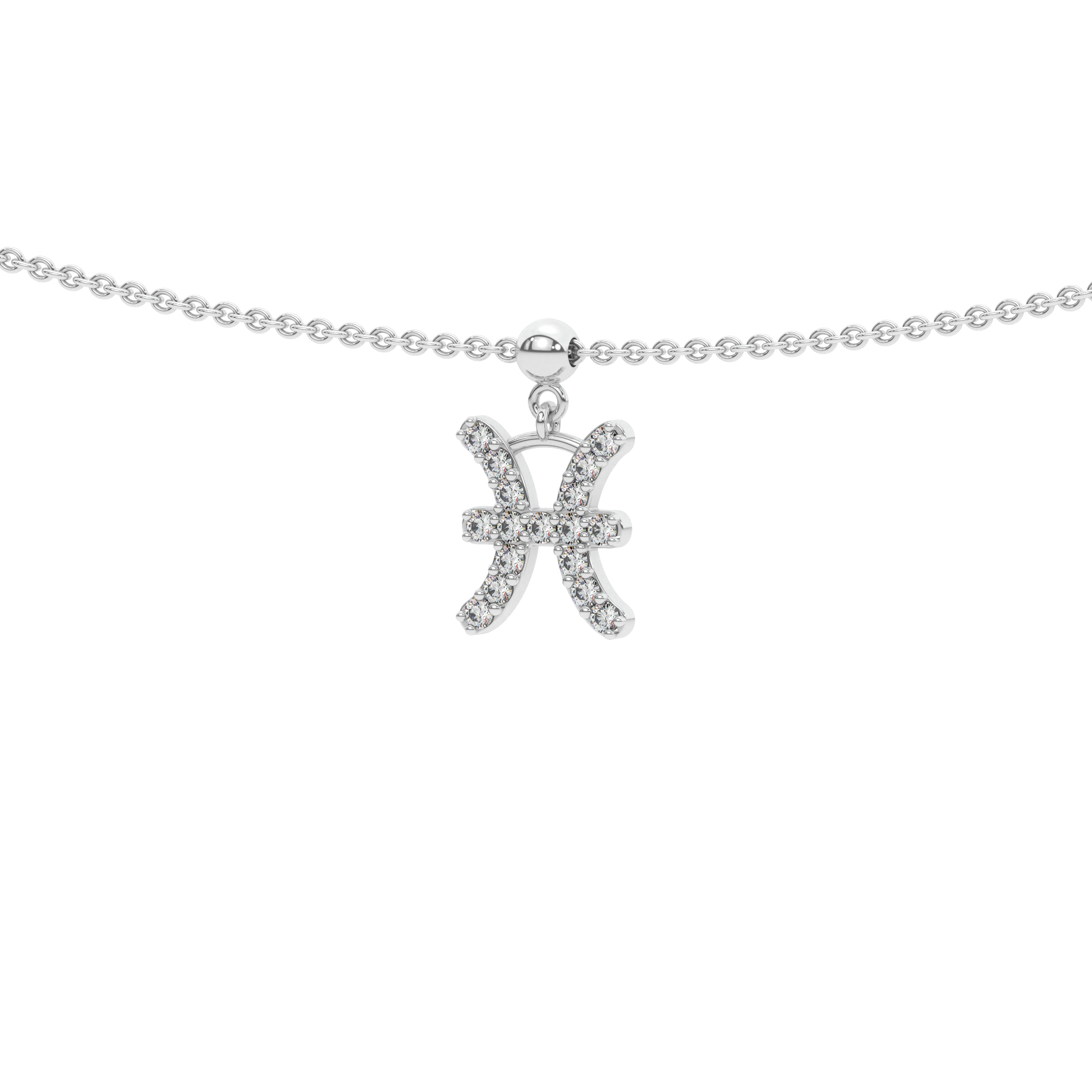 Pisces stone pave' zodiac necklace