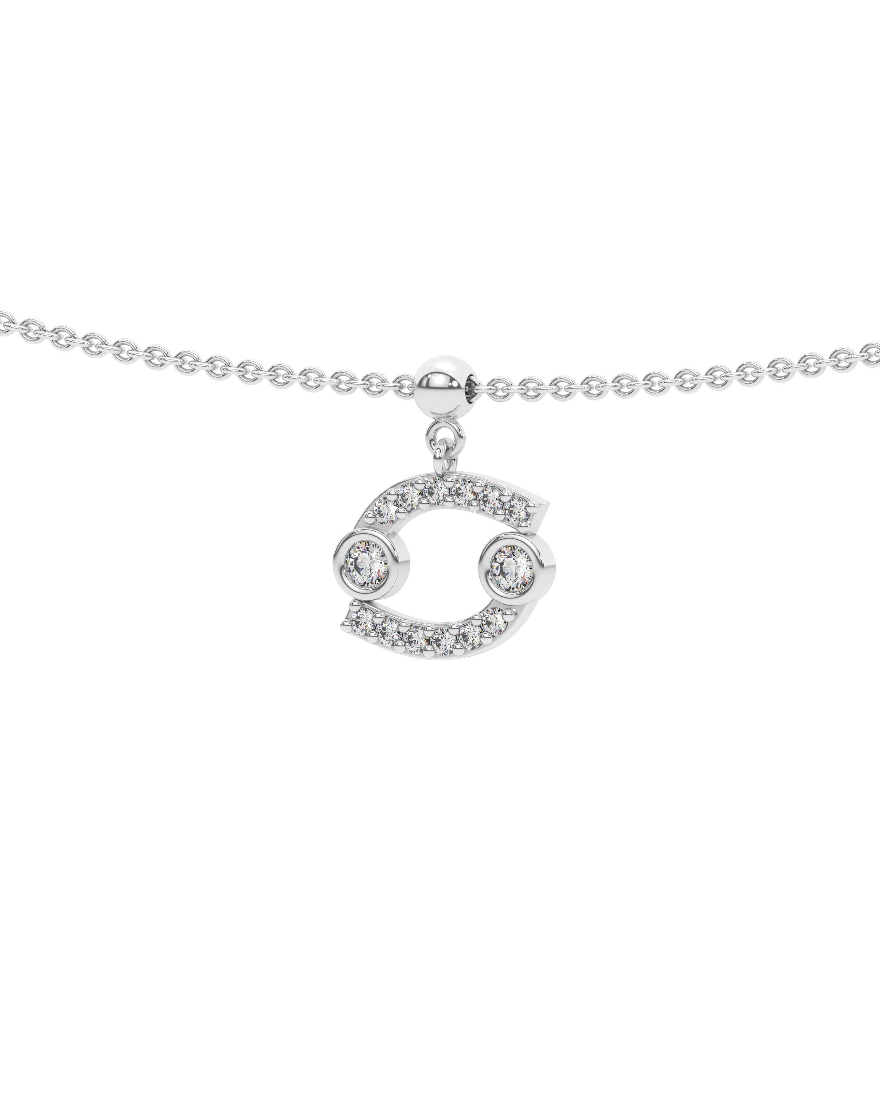 Cancer stone pave' zodiac necklace