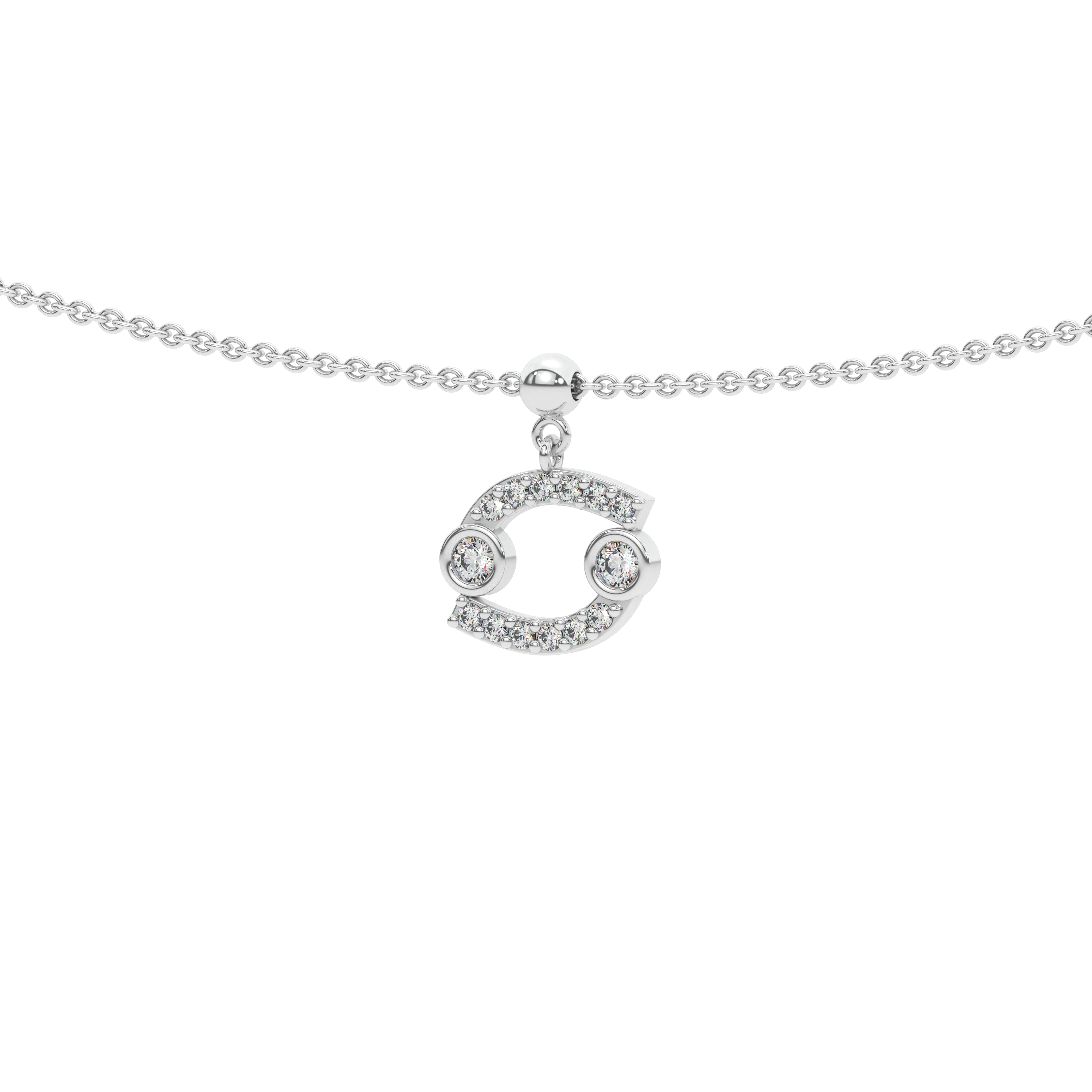 Cancer stone pave' zodiac necklace