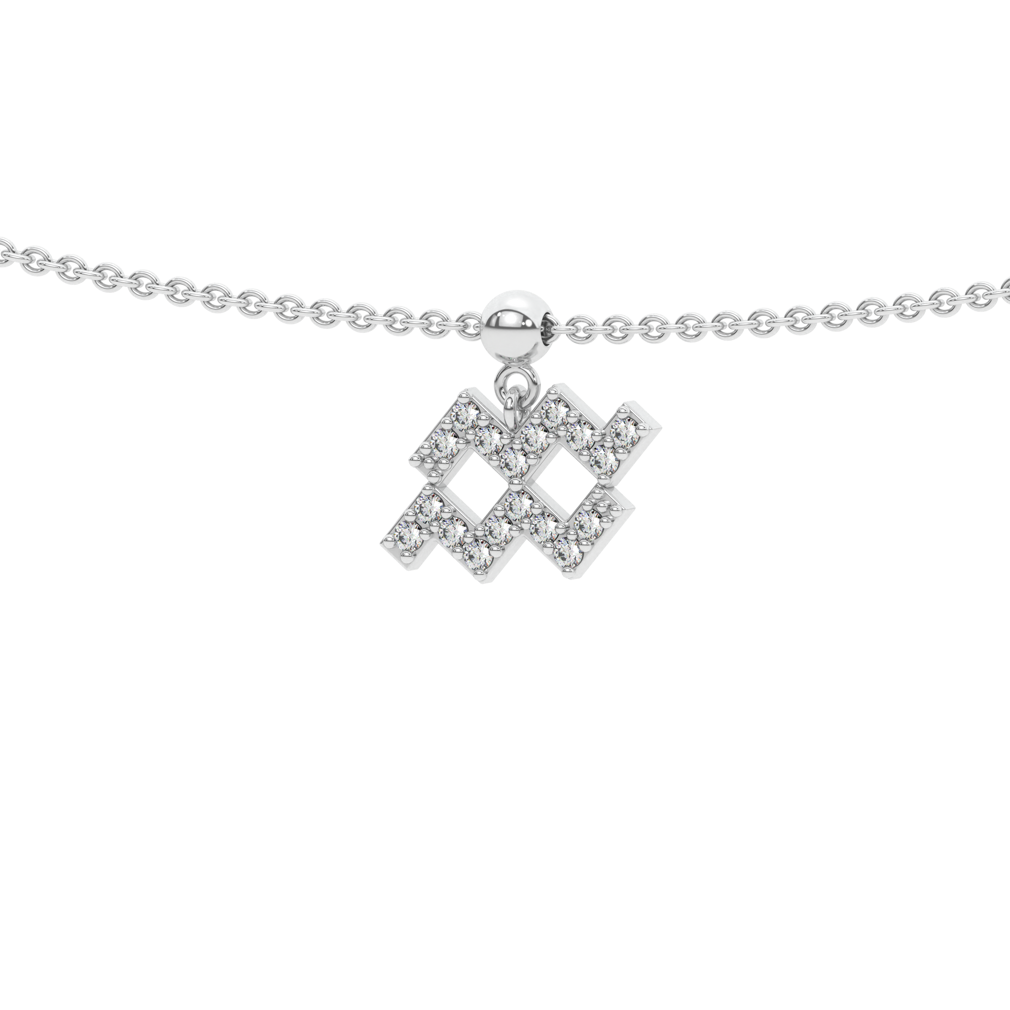 Aquarius Stone Pave Zodiac Necklace