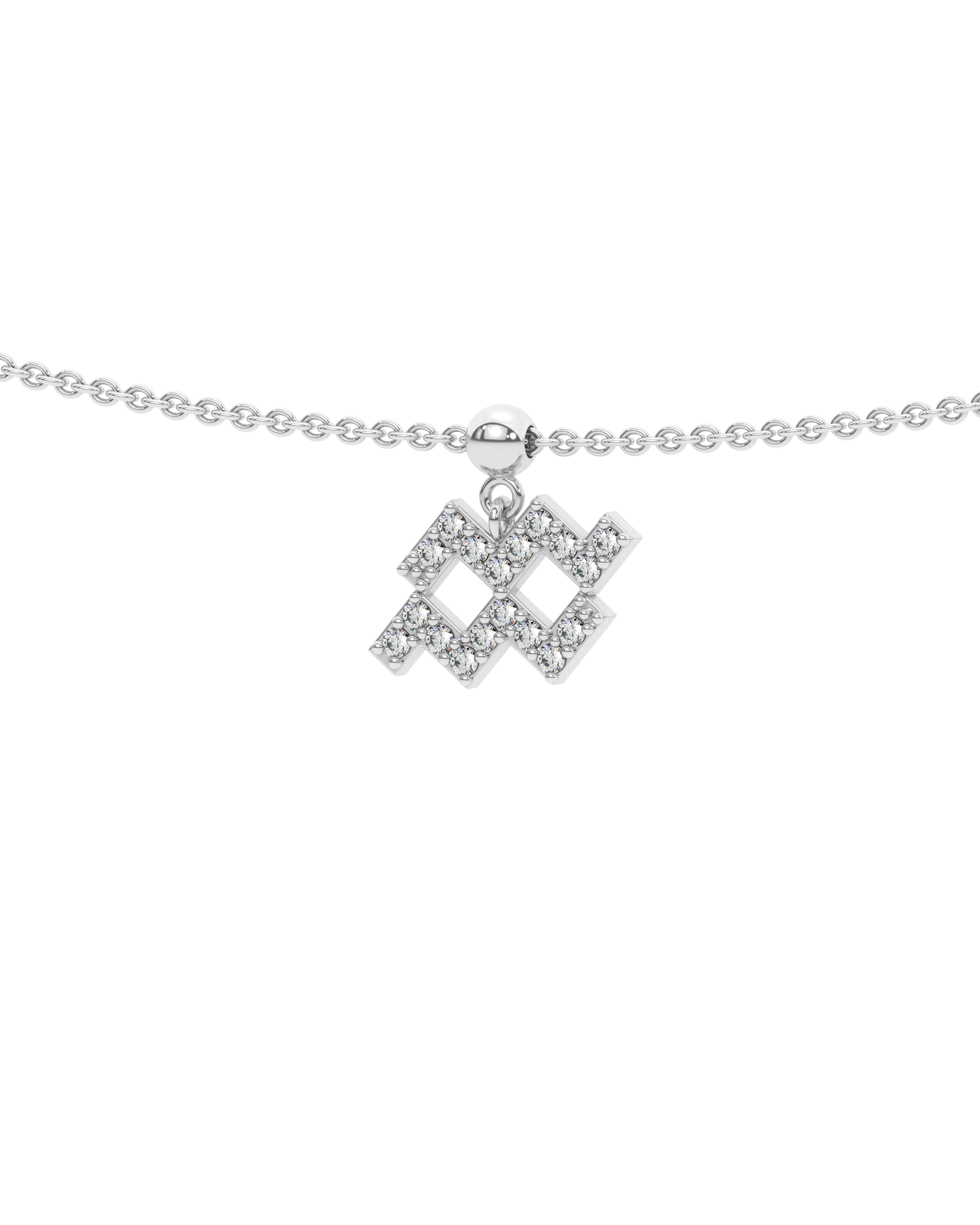 Aquarius stone pave' zodiac necklace