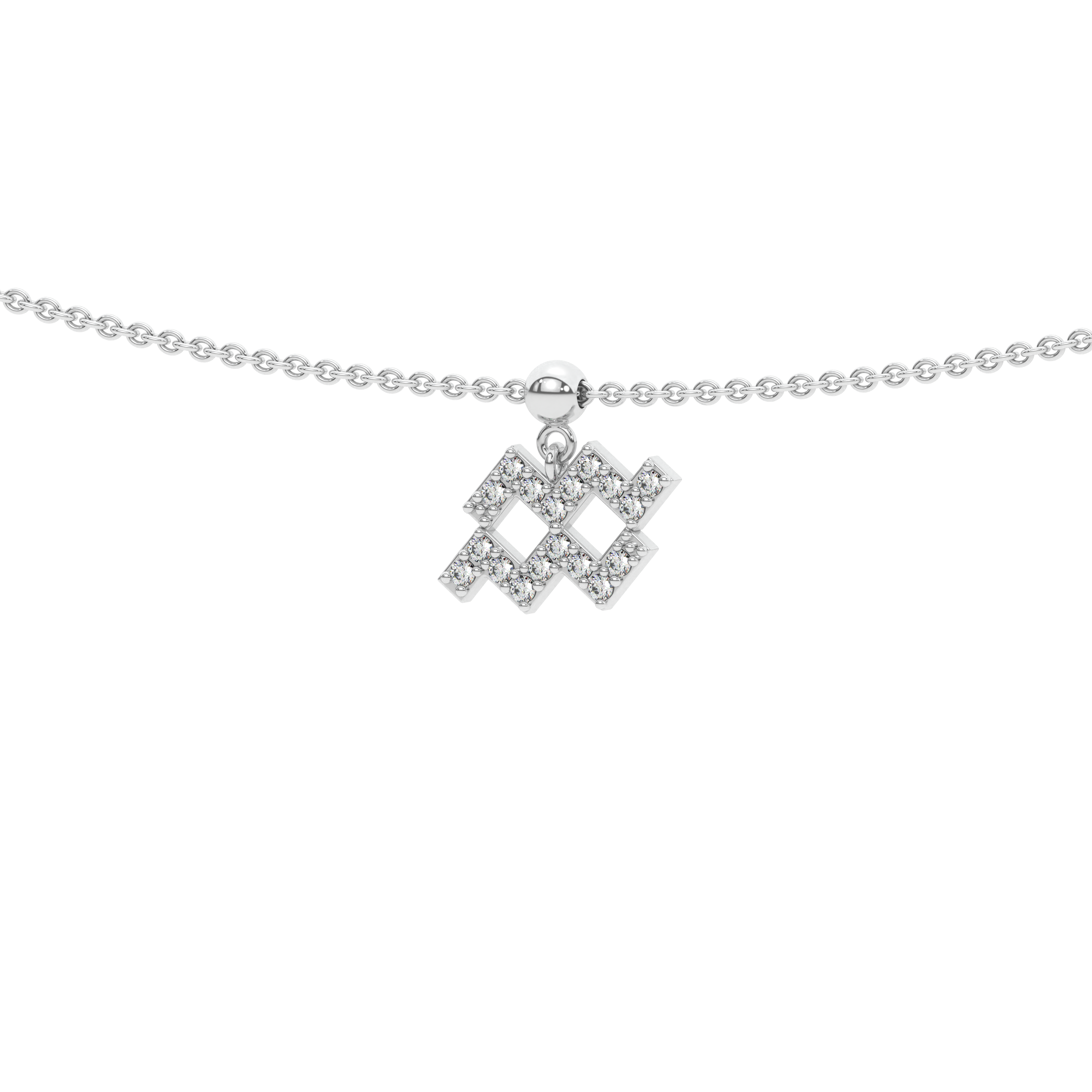 Aquarius stone pave' zodiac necklace