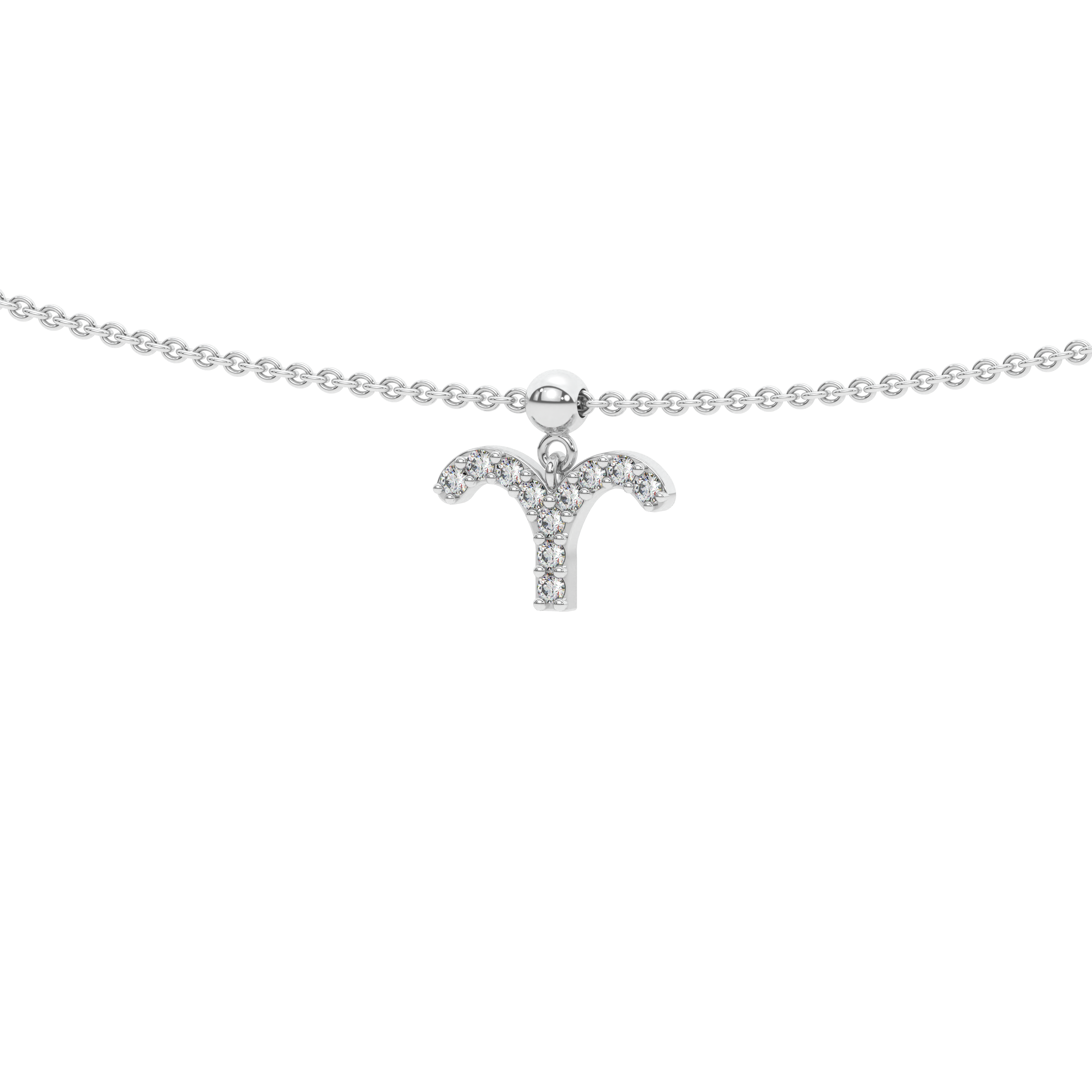 Aries stone pave' zodiac necklace