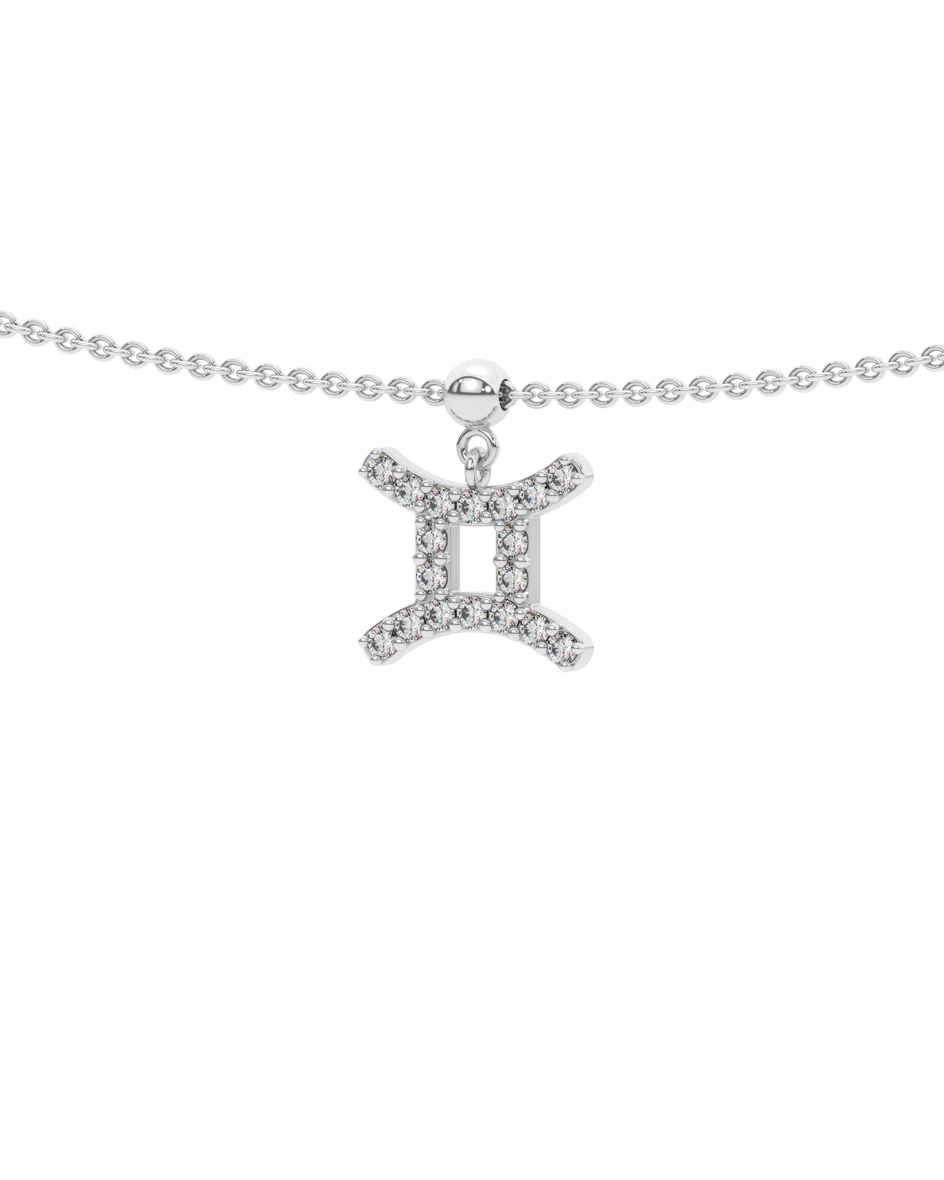 Gemini stone pave' zodiac necklace