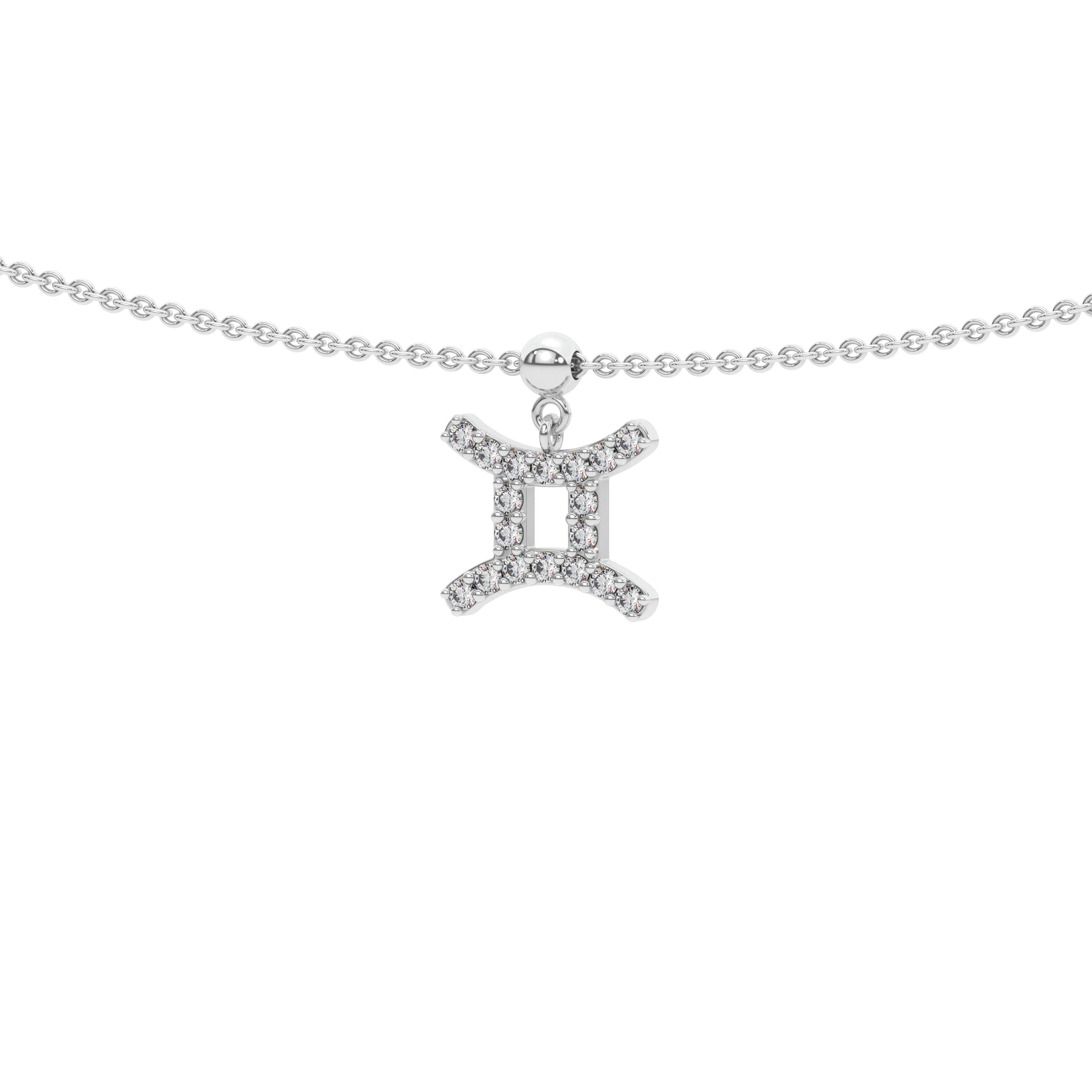 Gemini stone pave' zodiac necklace