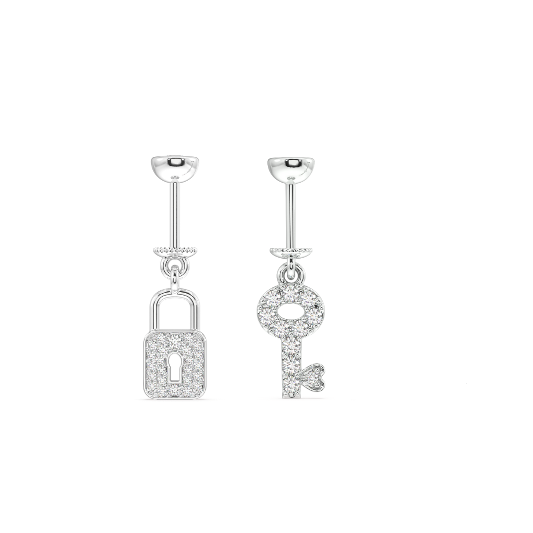 Stainless Steel Earrings Romantic Heart Lock Key Stud - Temu