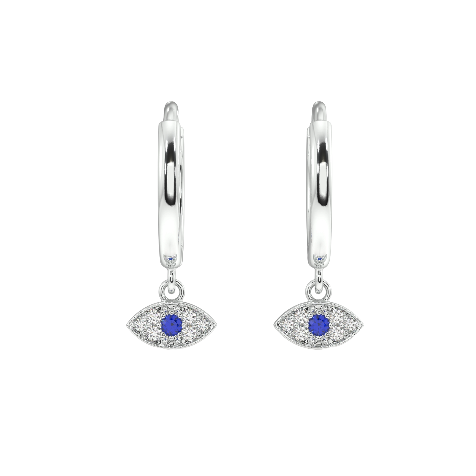 Evil eye charm hoop - Pair